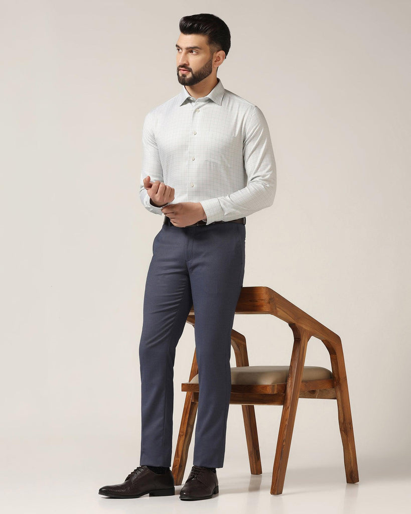 Slim Fit B-91 Formal Navy Textured Trouser - Finess