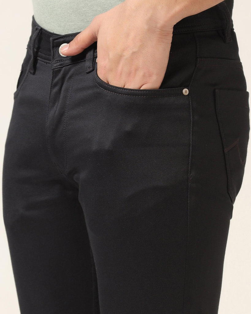 Slim Yonk Fit Charcoal Textured Jeans - Abto