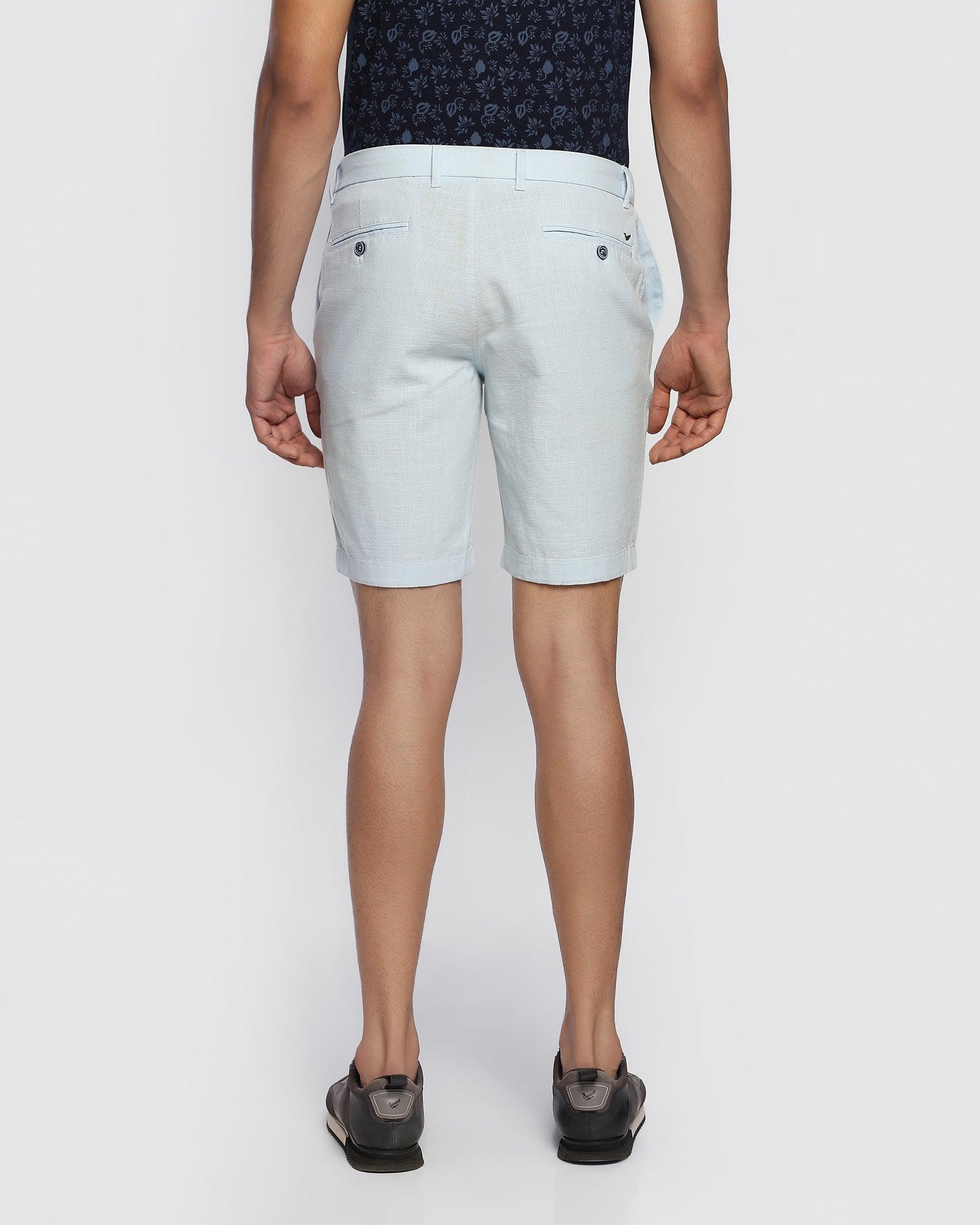 Casual Light Blue Solid Shorts - Com