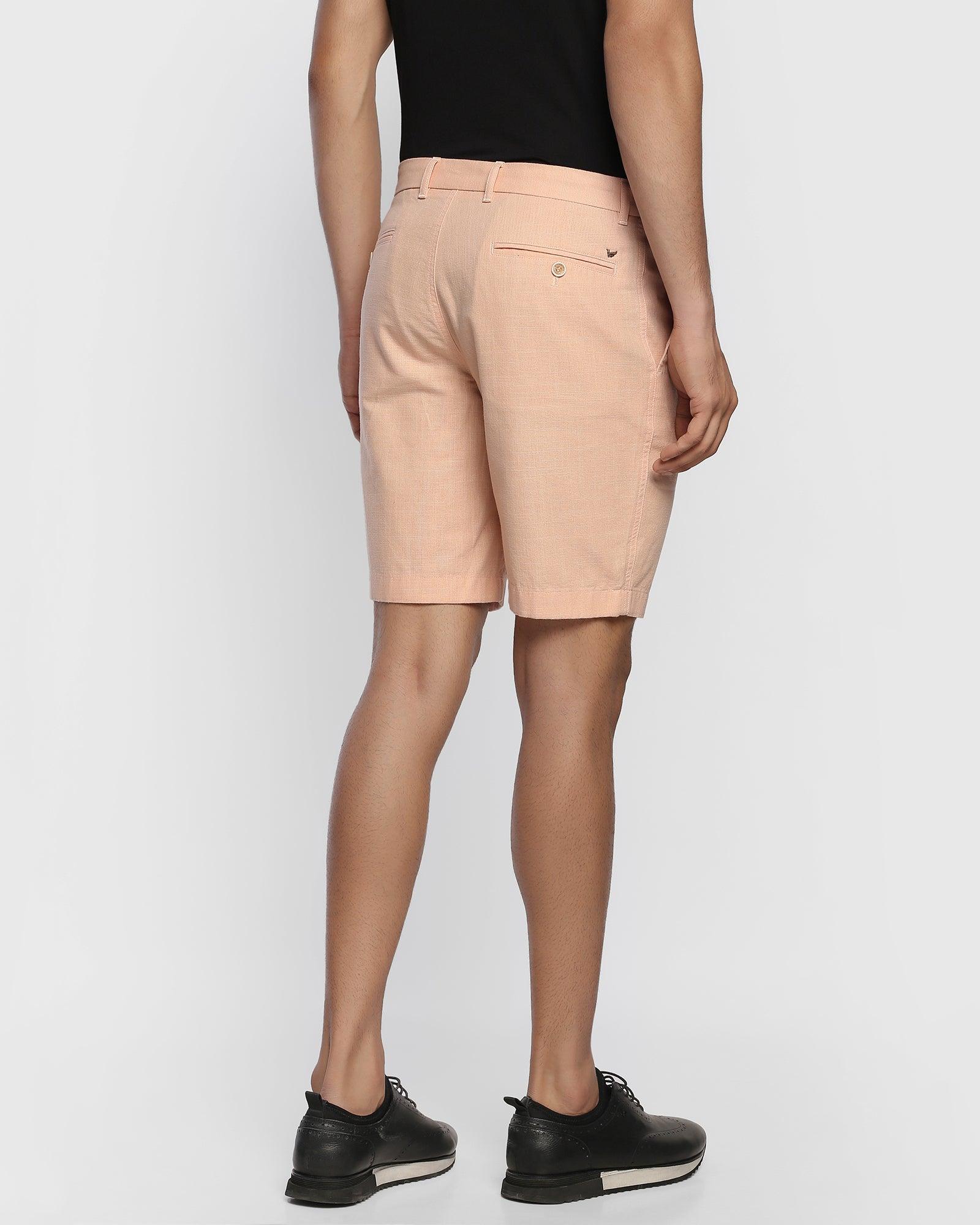 Casual Peach Solid Shorts - Com