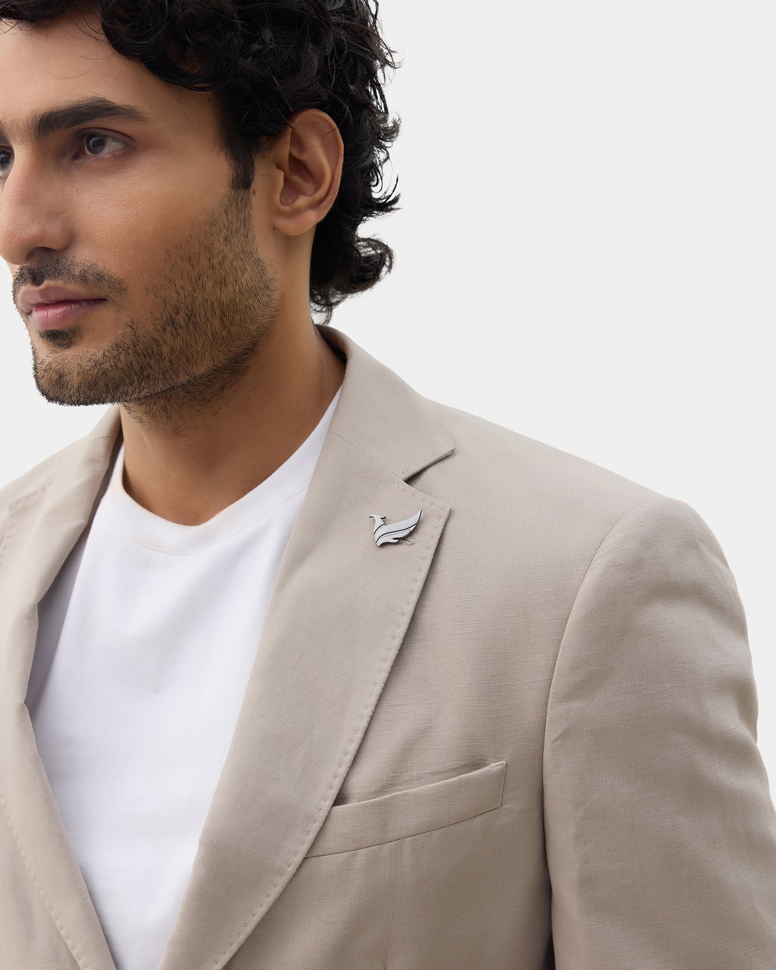 Stone Beige Solid Blazer - Juno