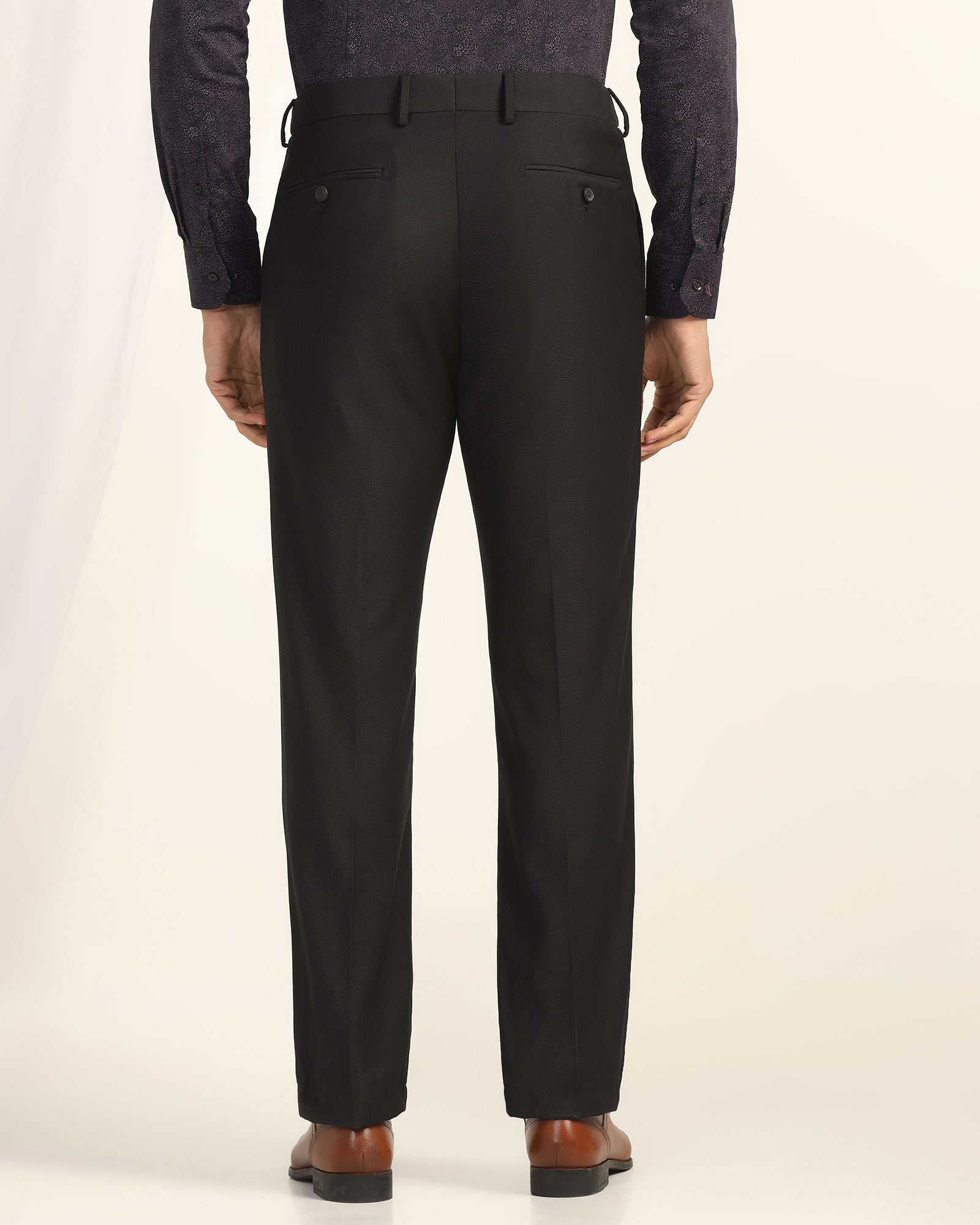 Straight B-90 Formal Black Textured Trouser - Otto