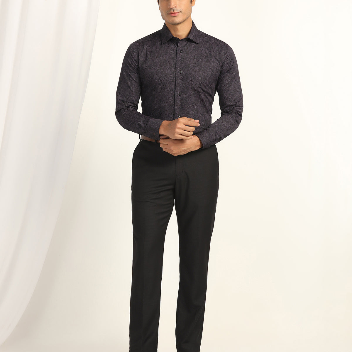 Straight B-90 Formal Black Textured Trouser otto