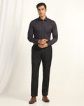 Straight B-90 Formal Black Textured Trouser - Otto