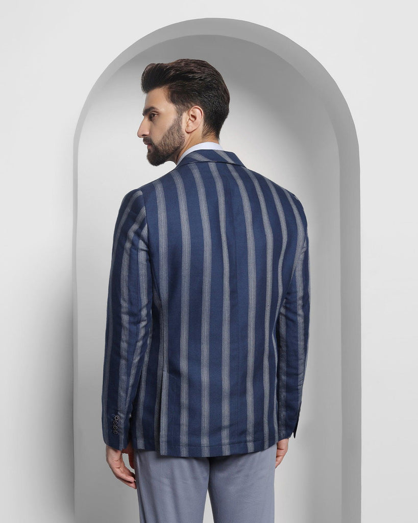 Linen Casual Blue Striped Blazer - Ortega