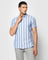 Linen Formal Half Sleeve Blue Striped Shirt - Kojima