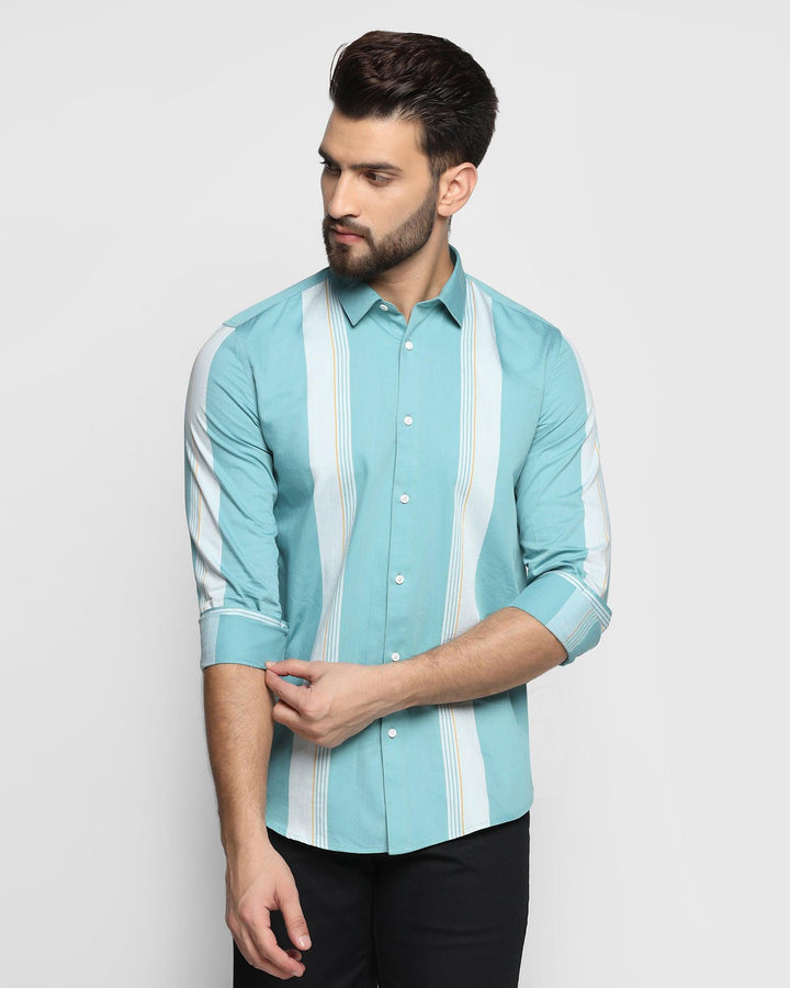 Casual Aqua Striped Shirt - Flake