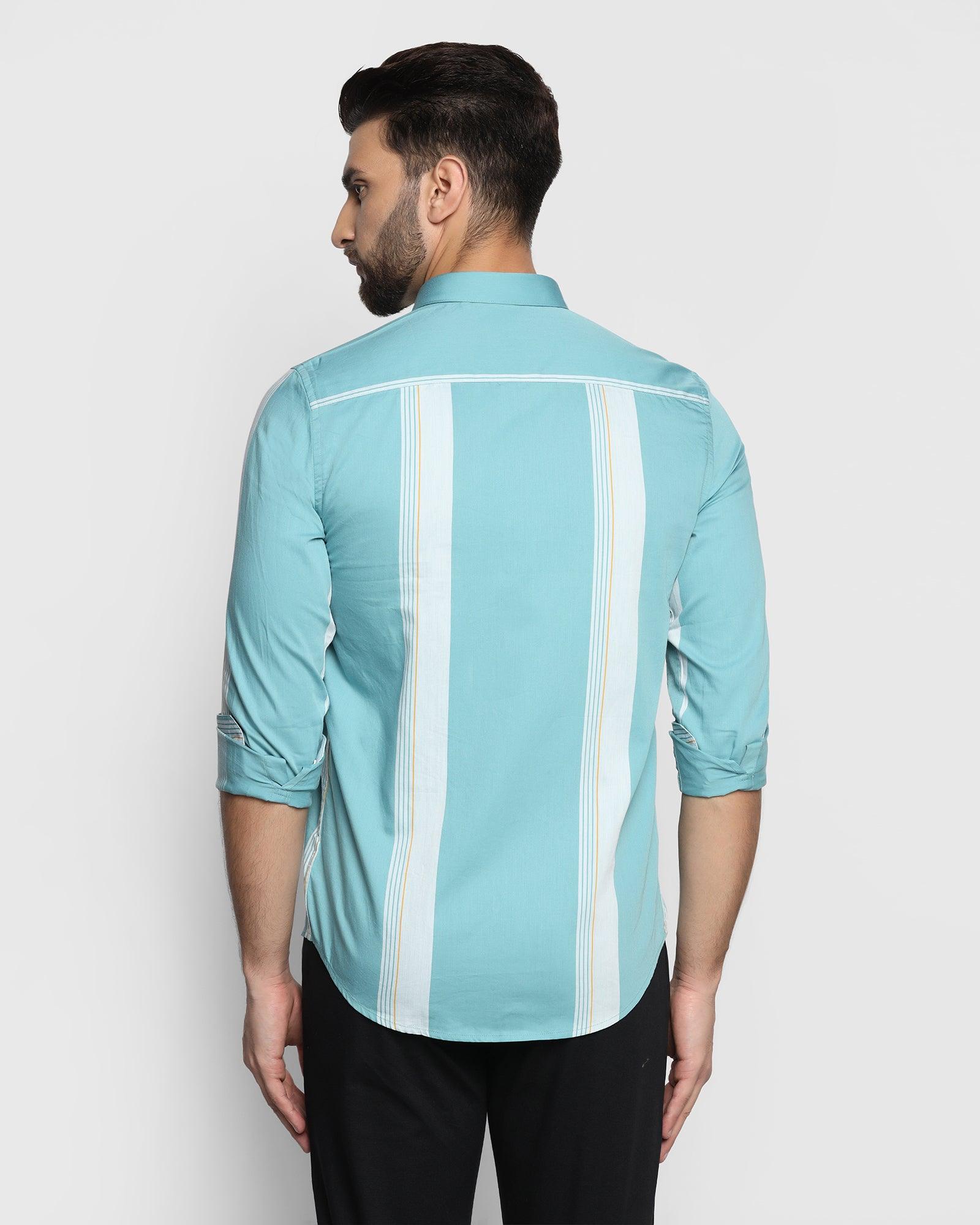 Casual Aqua Striped Shirt - Flake