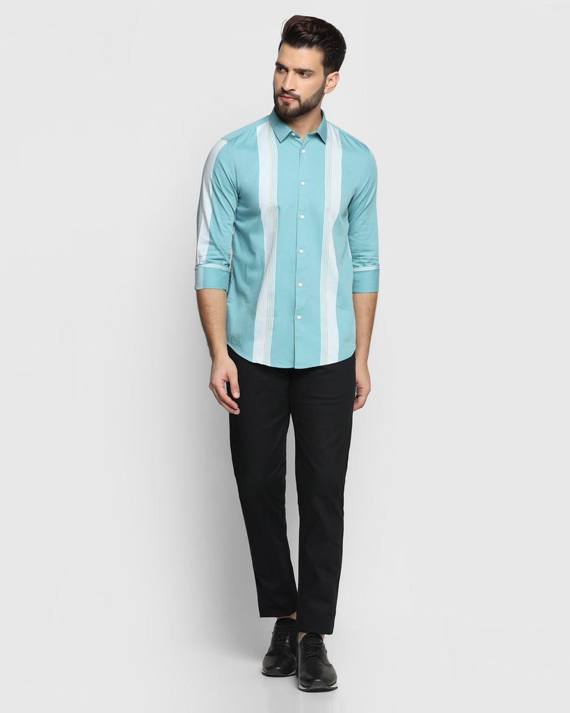 Casual Aqua Striped Shirt - Flake