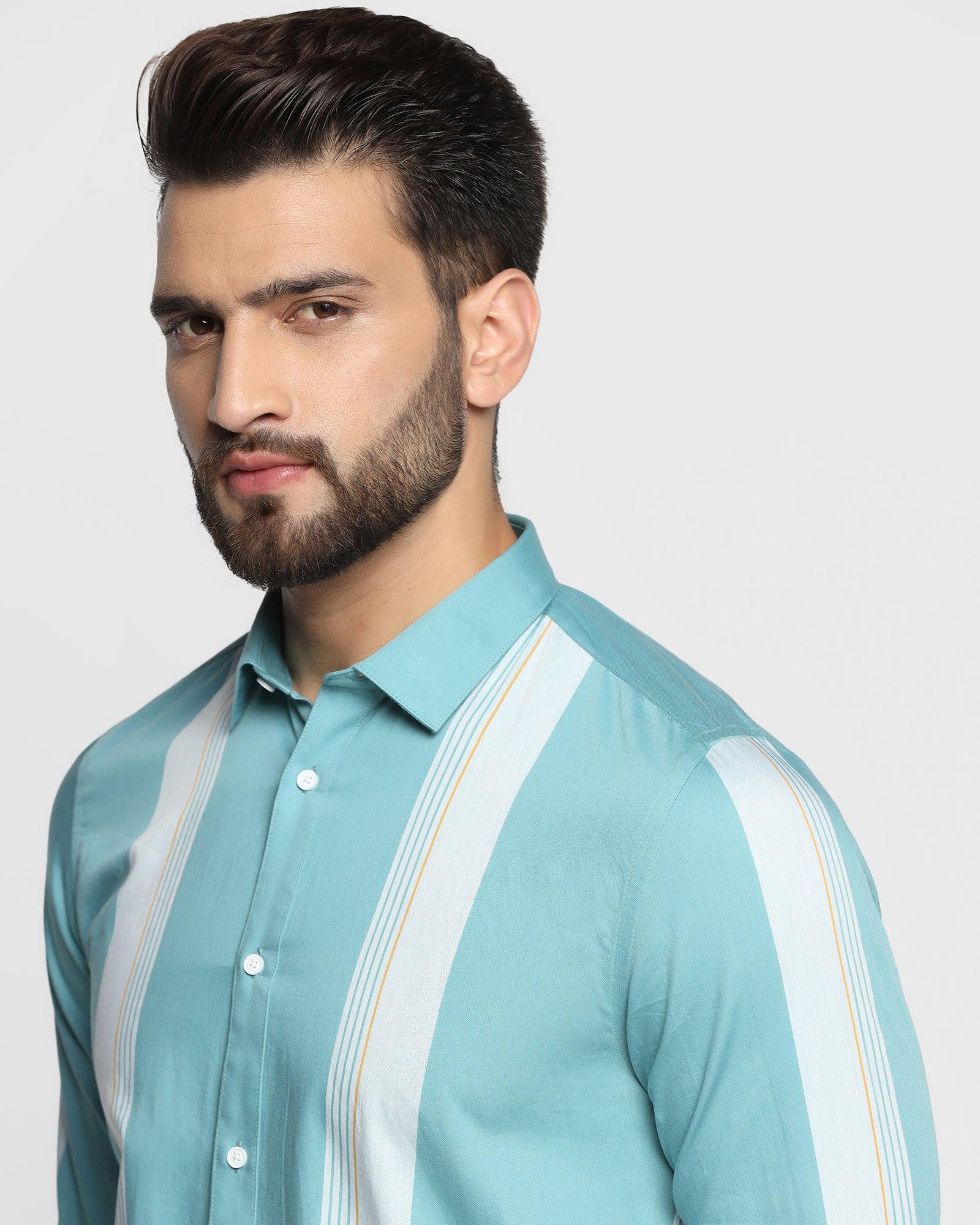 Casual Aqua Striped Shirt - Flake