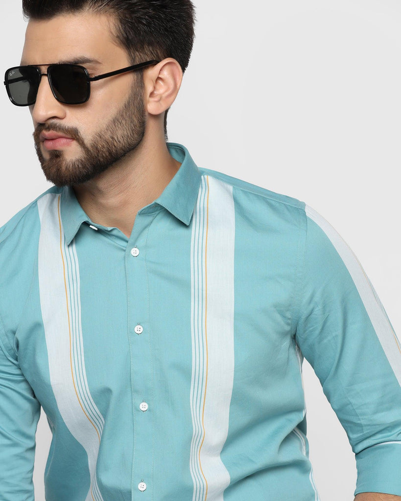 Casual Aqua Striped Shirt - Flake