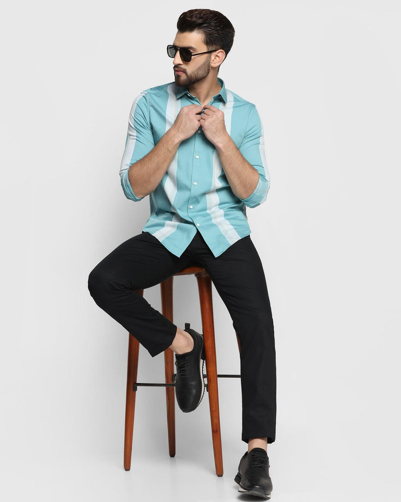 Casual Aqua Striped Shirt - Flake