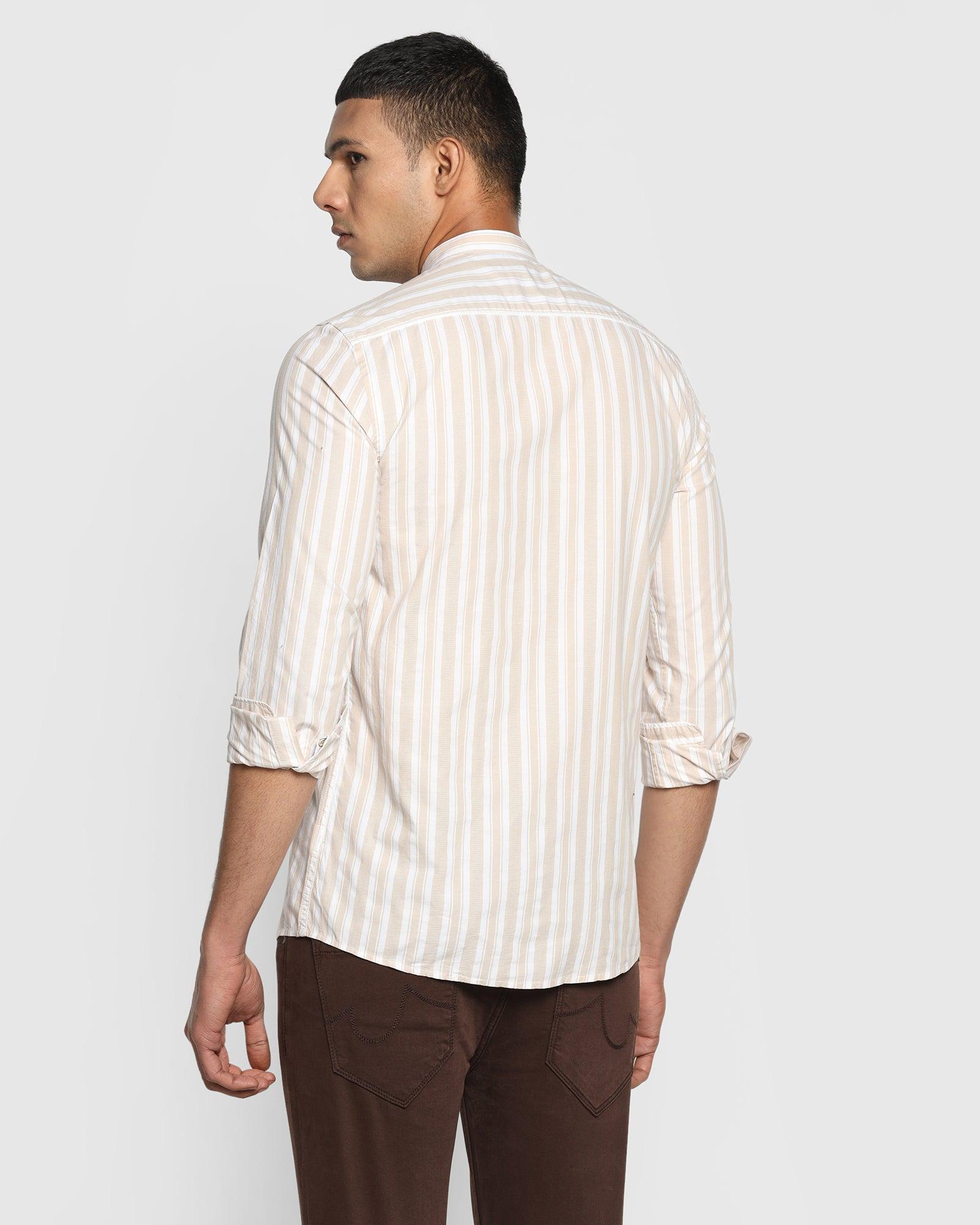 Casual Beige Striped Shirt - Solana