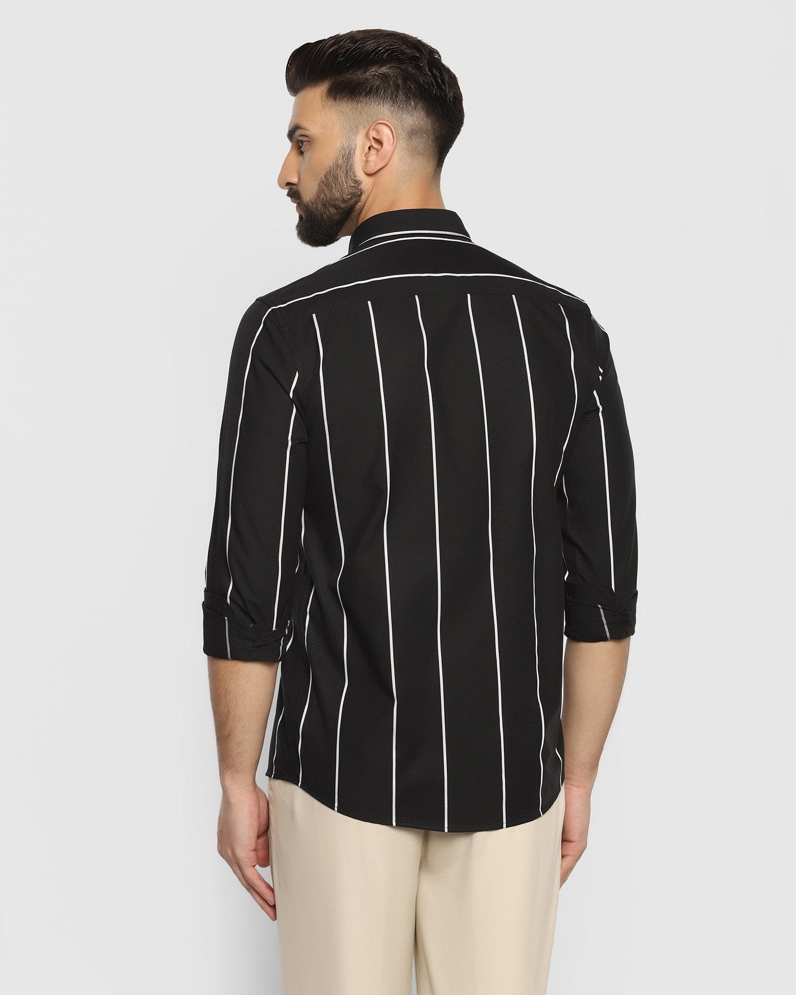 Casual Black Striped Shirt - Ema