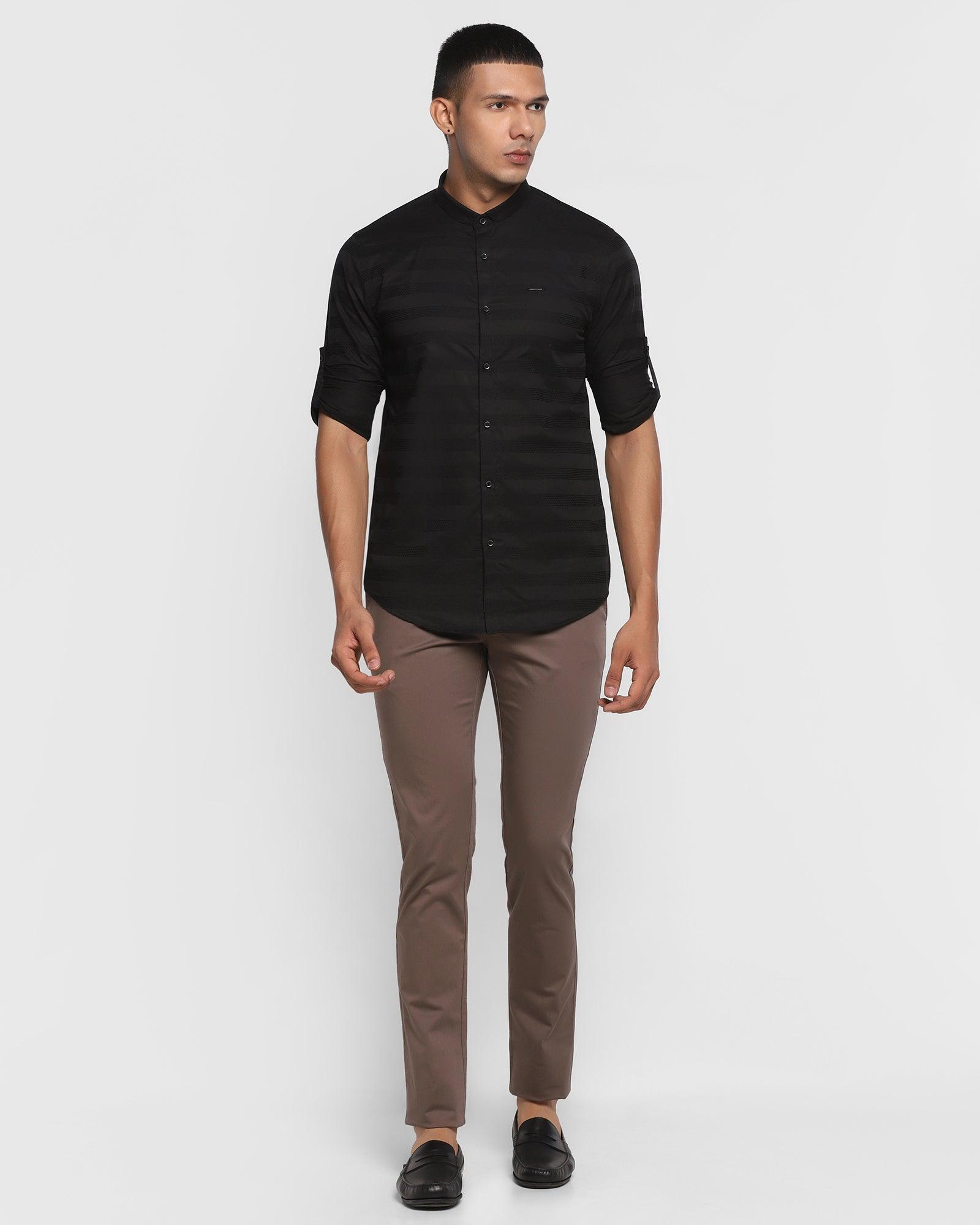 Casual Black Striped Shirt - Gaz