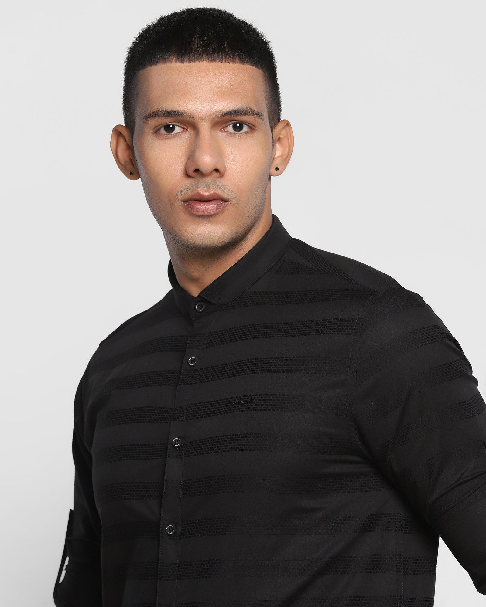 Casual Black Striped Shirt - Gaz