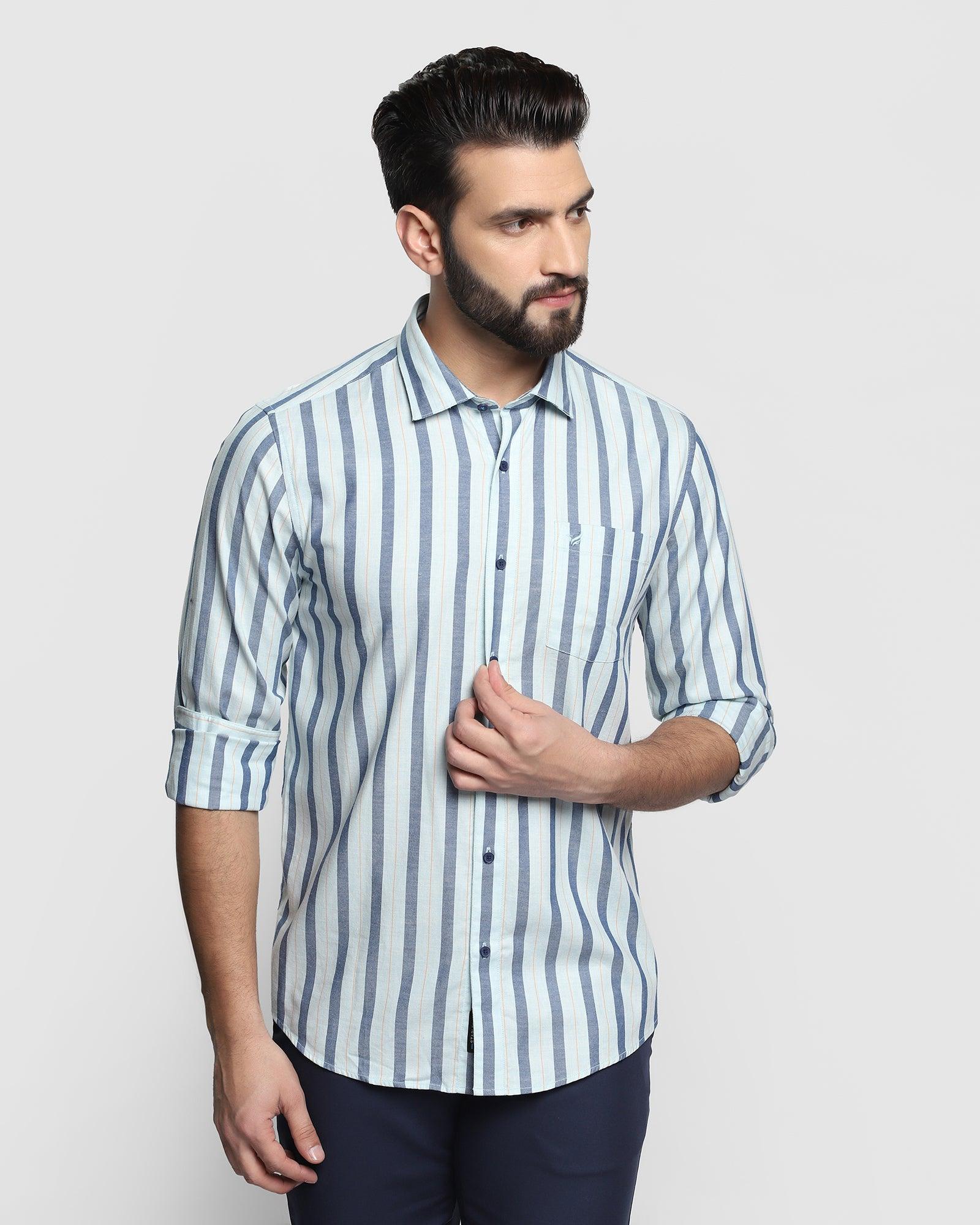 Casual Blue Striped Shirt - Mahito