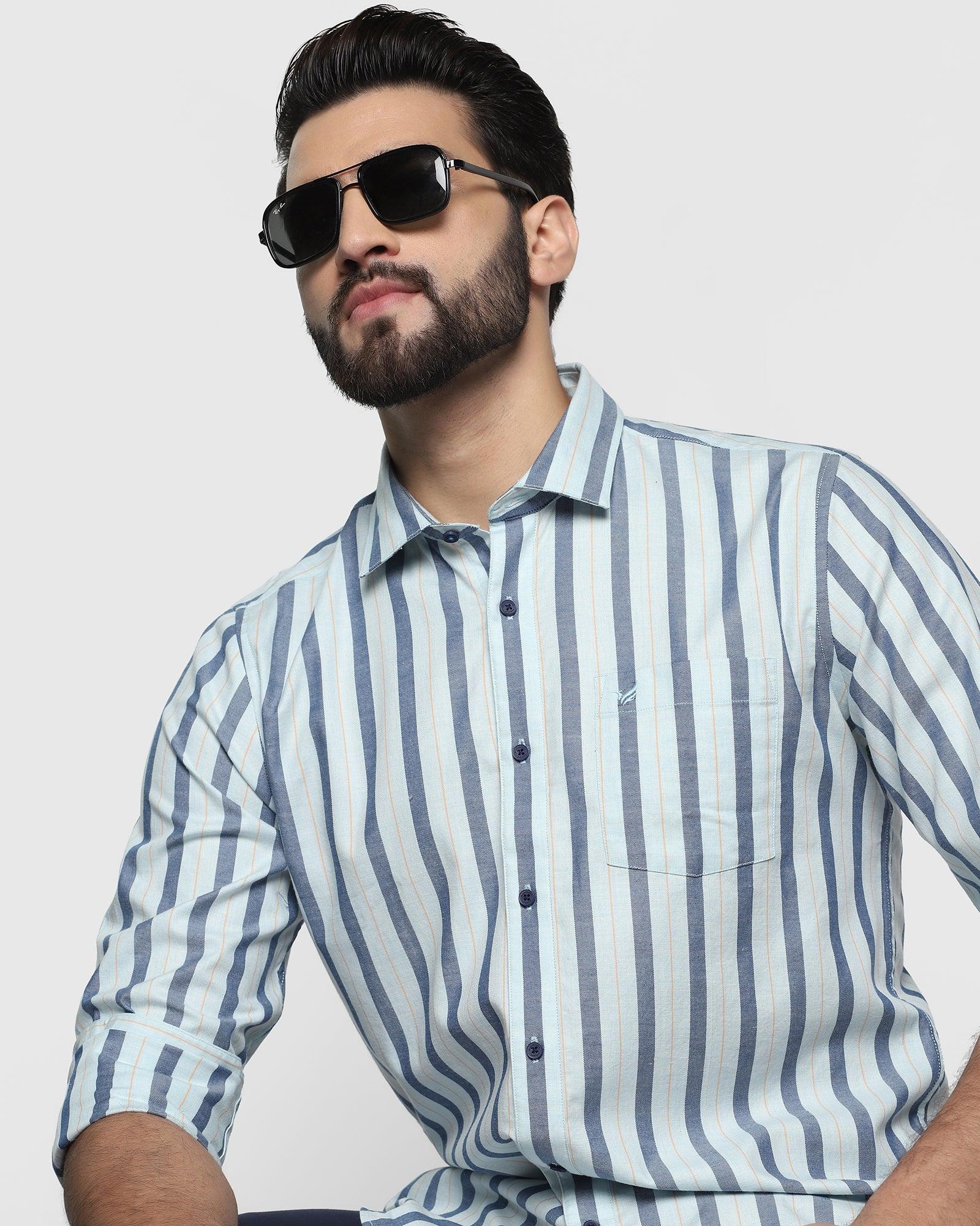 Casual Blue Striped Shirt - Mahito