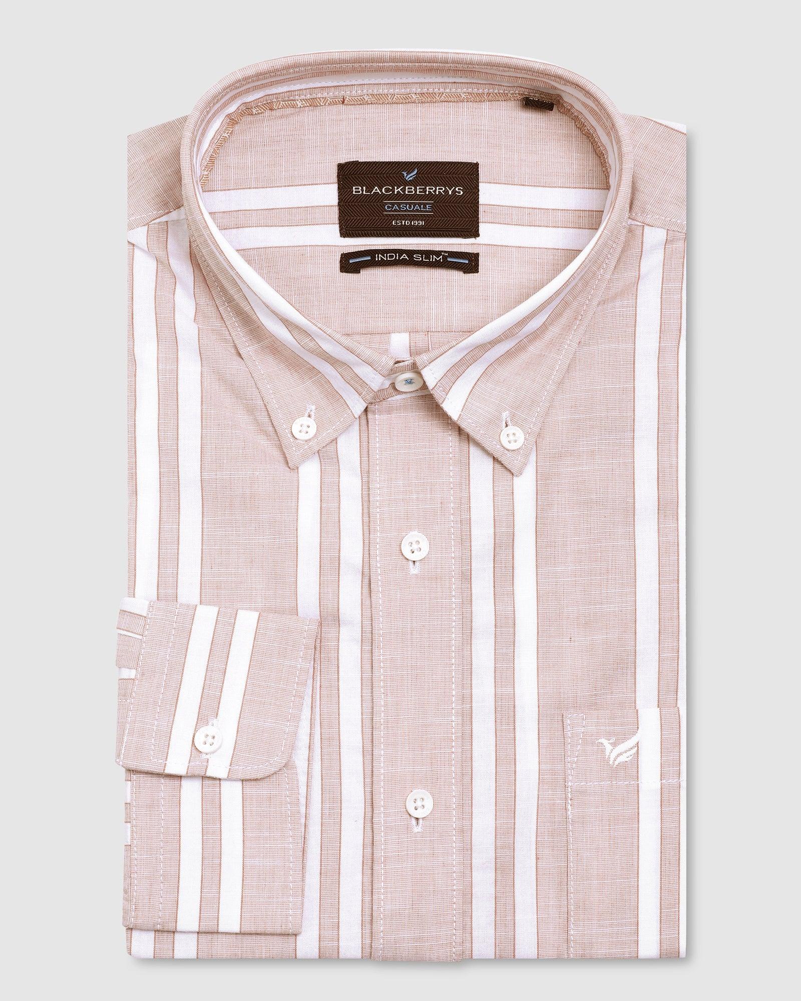 Casual Brown Striped Shirt - Surf