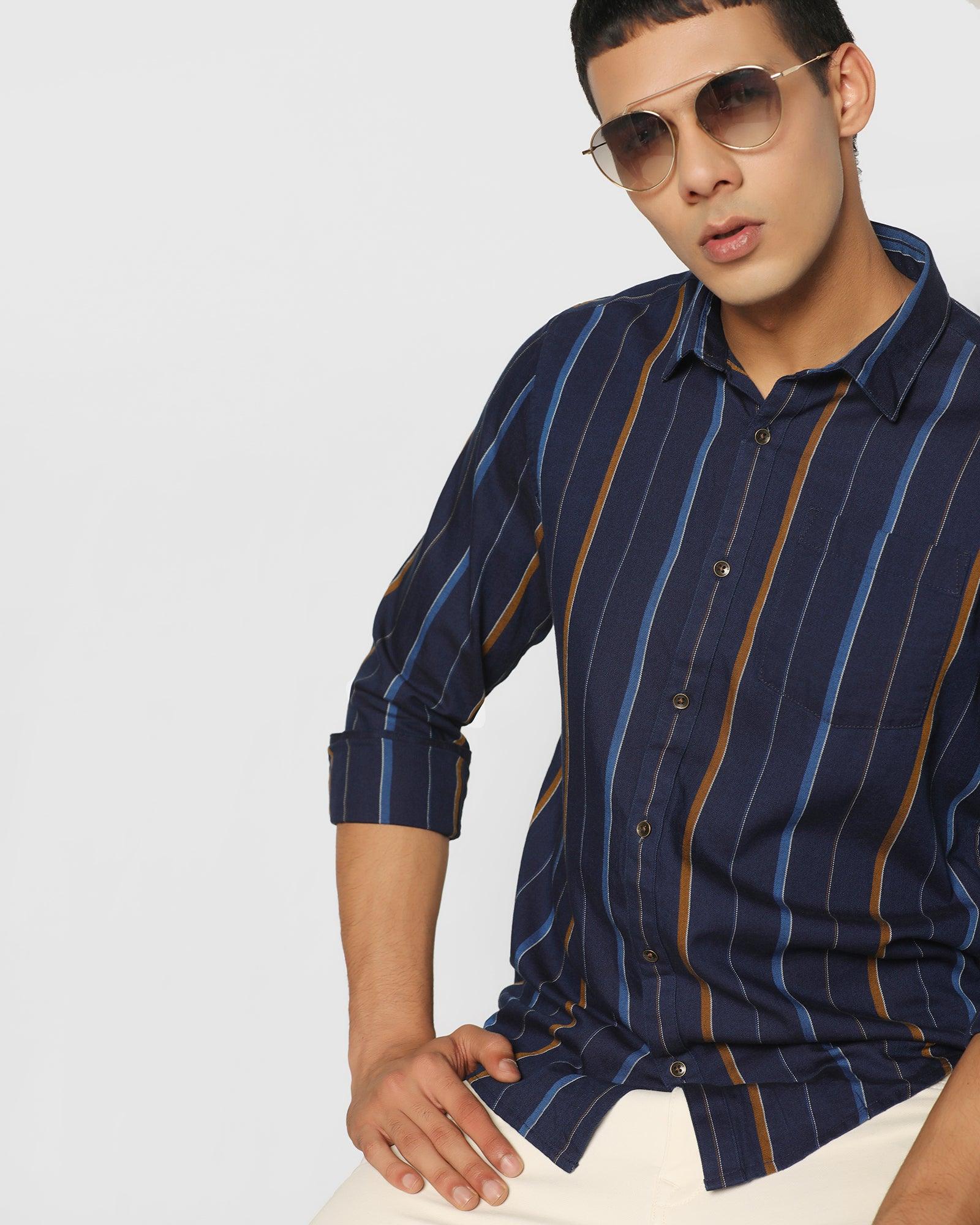 Casual Indigo Striped Shirt - Bryan