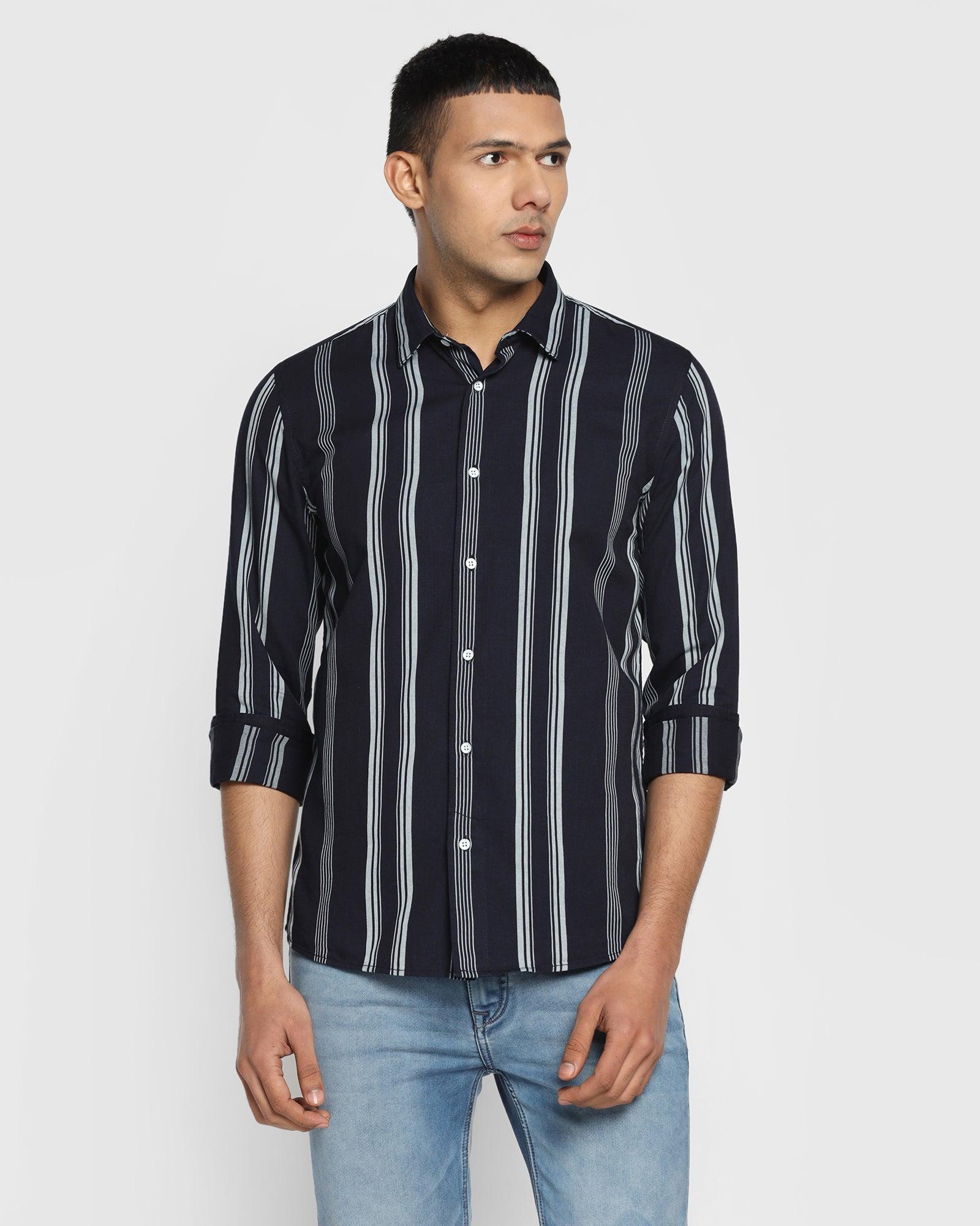 Casual Indigo Striped Shirt - Burn