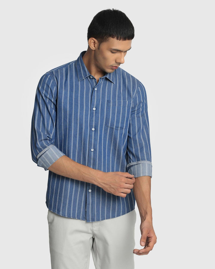 Casual Indigo Striped Shirt - Mark