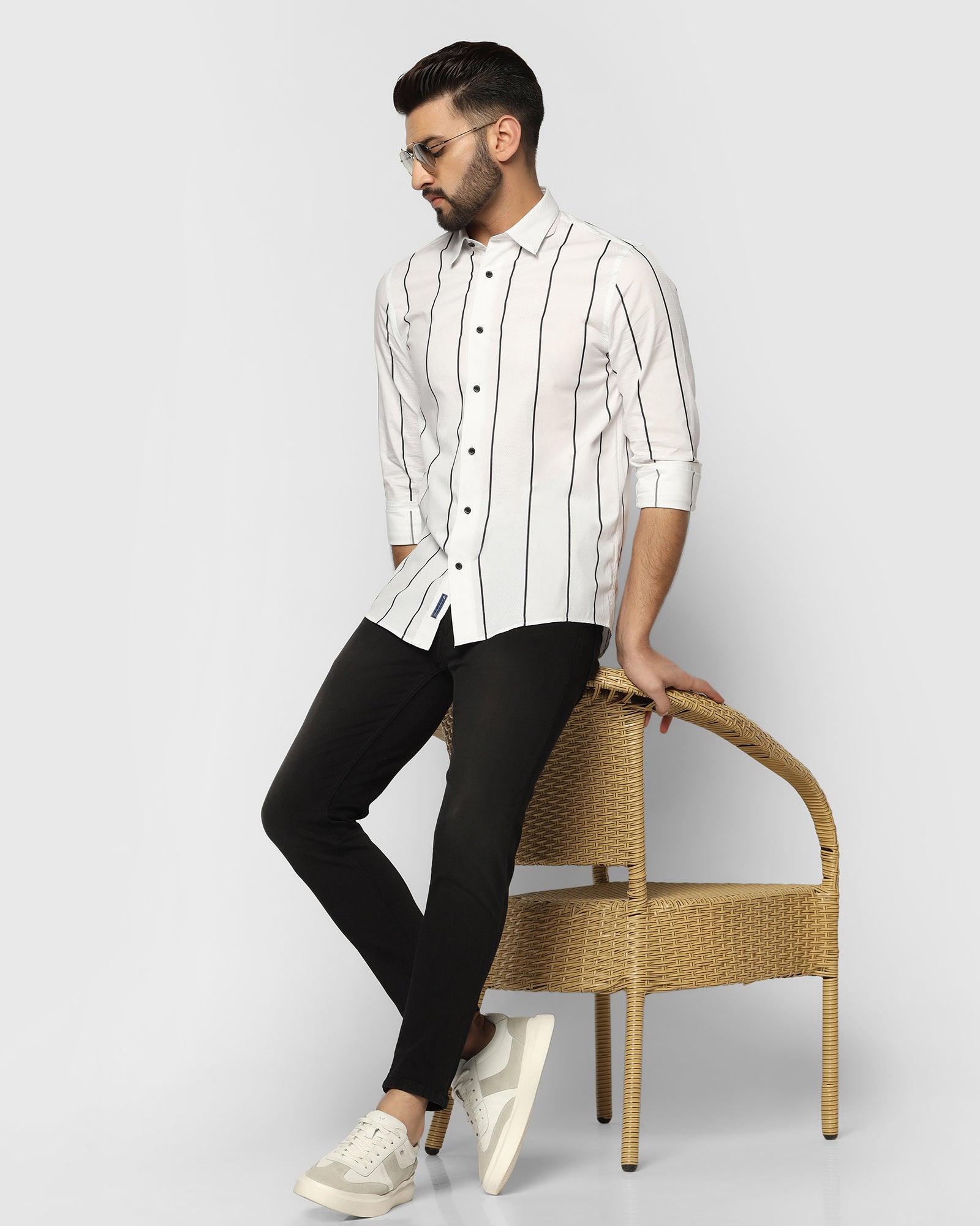 Casual White Striped Shirt - Ema