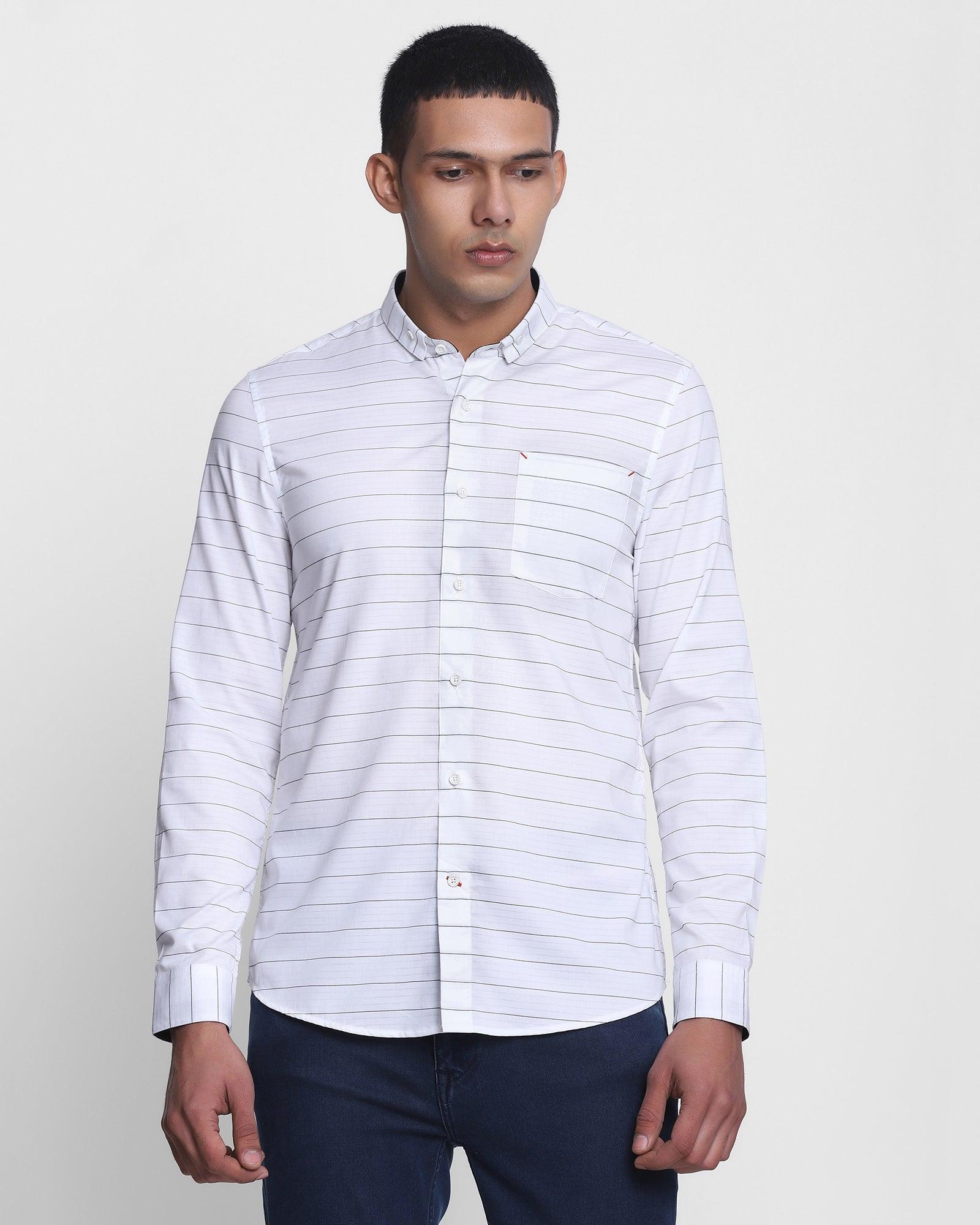Casual White Striped Shirt - Patrick