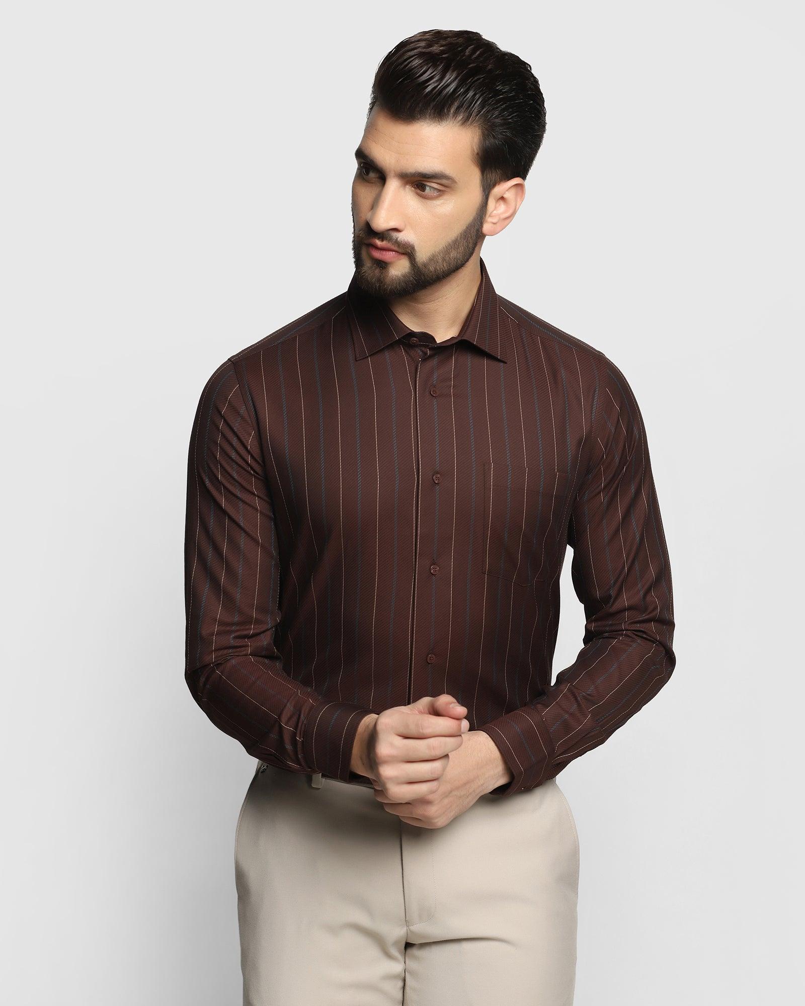 Formal Brown Striped Shirt - Jazz