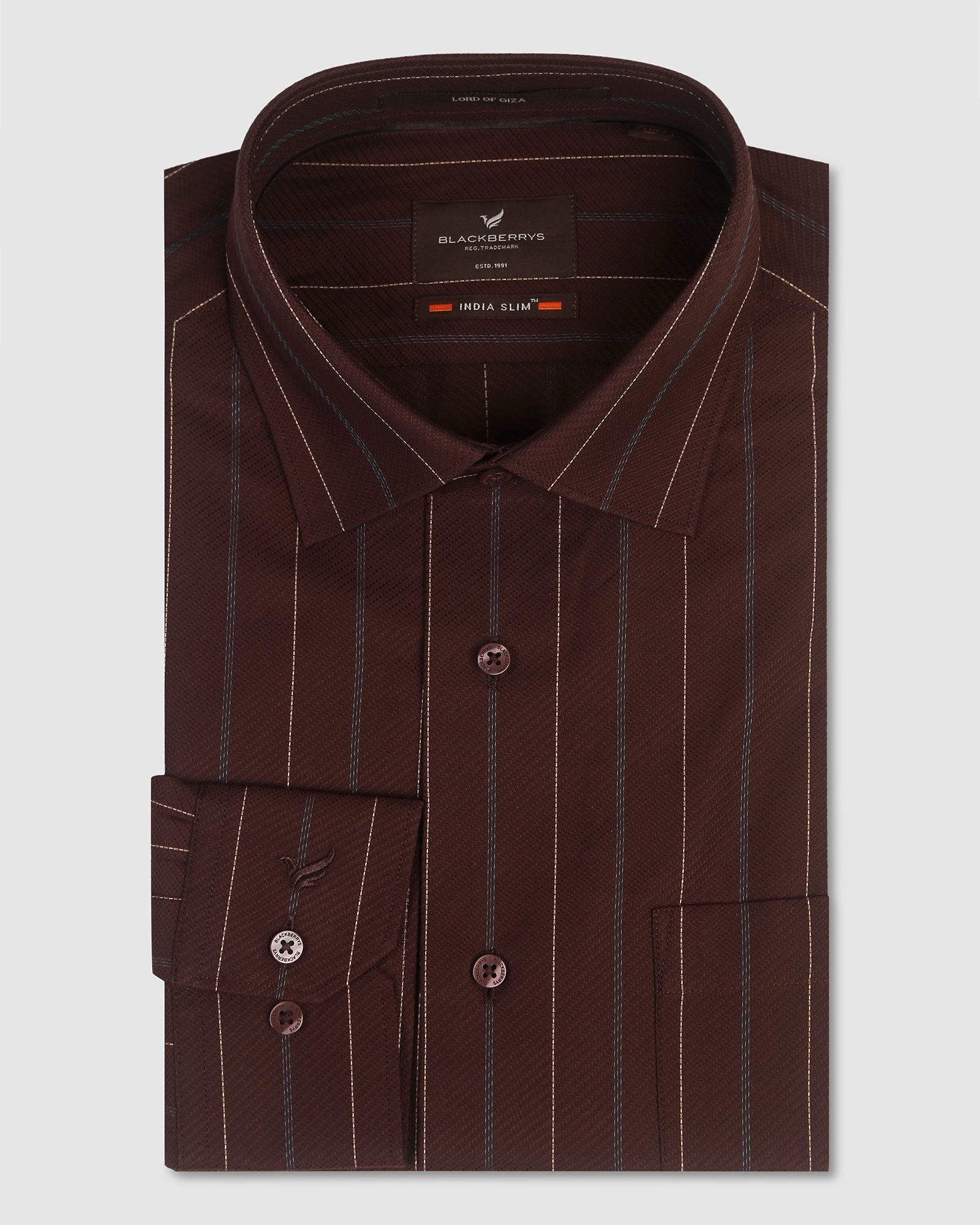 Formal Brown Striped Shirt - Jazz