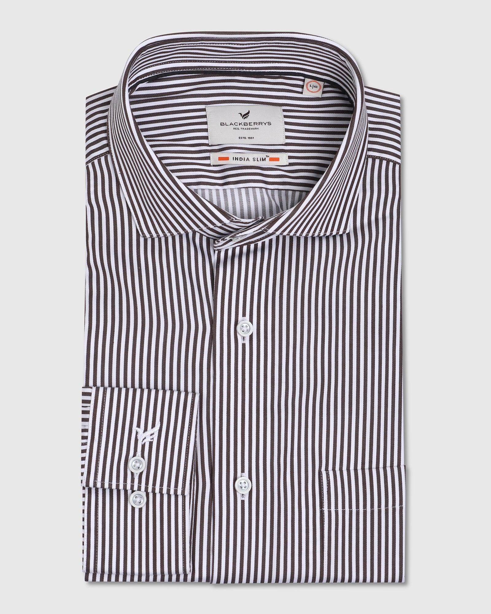 Formal Brown Striped Shirt - Tim