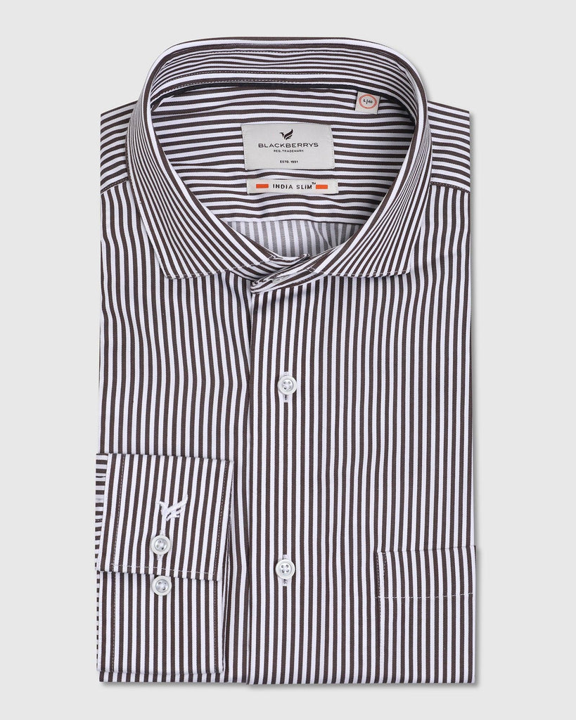 Formal Brown Striped Shirt - Tim