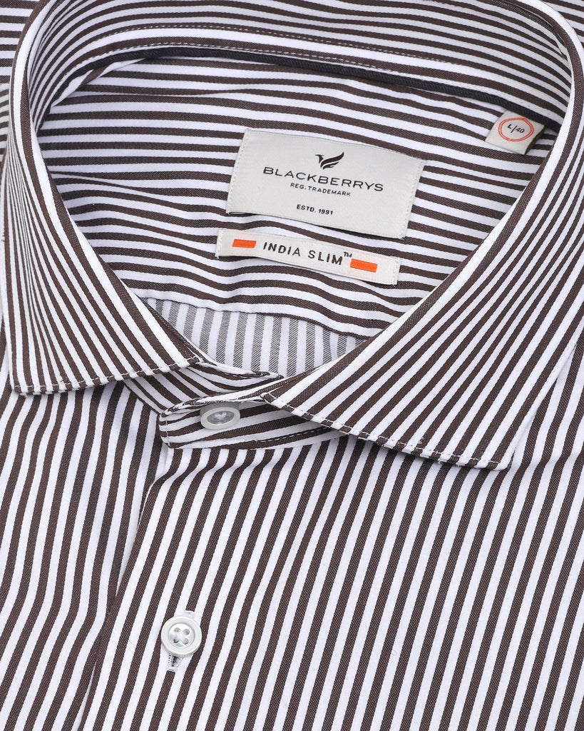 Formal Brown Striped Shirt - Tim