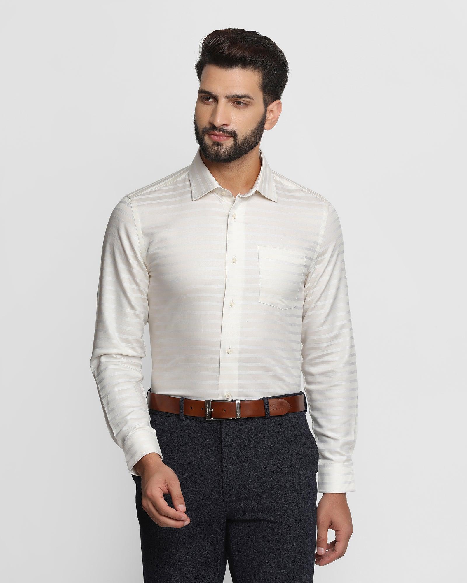 Formal Cream Striped Shirt - Mentos