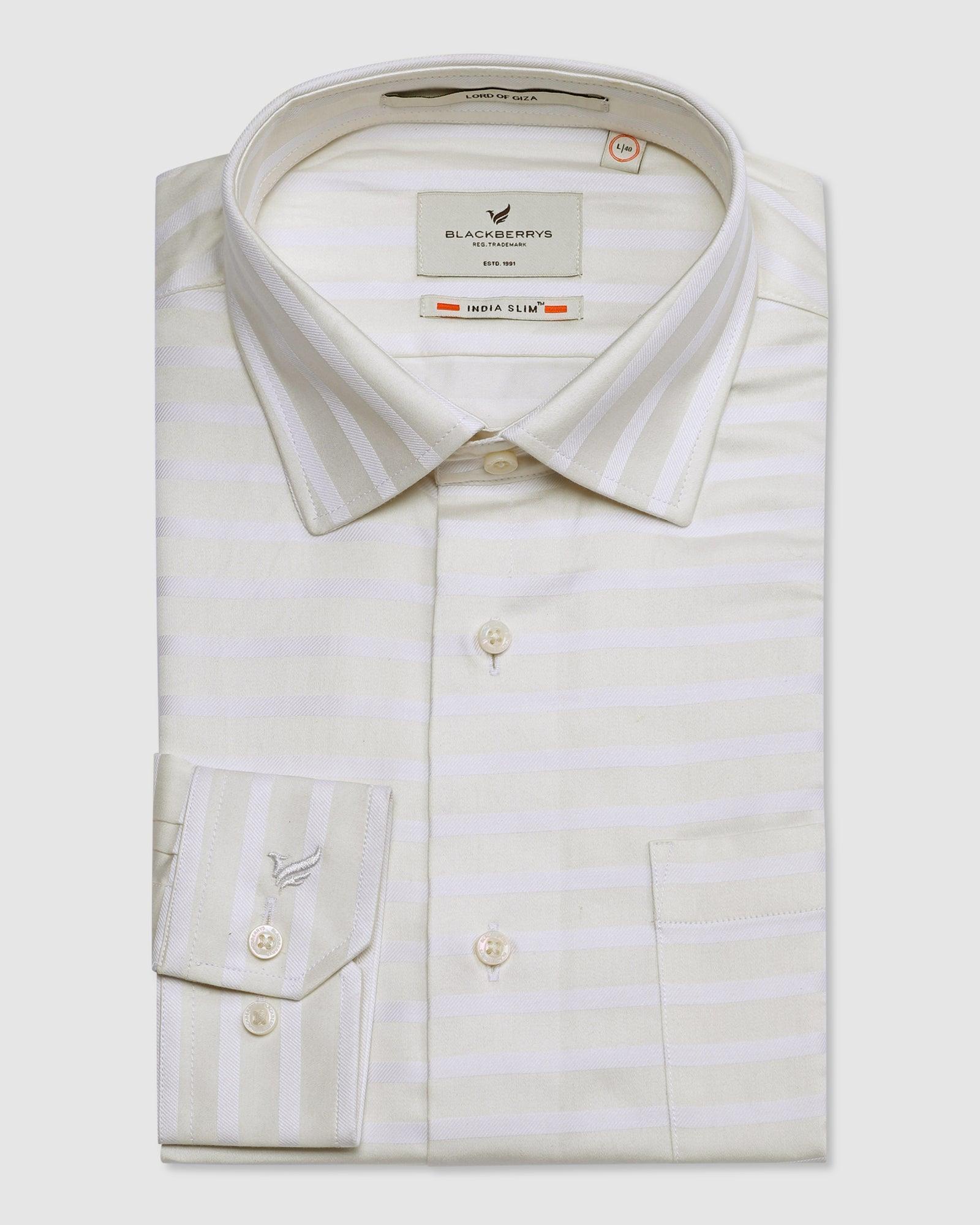 Formal Cream Striped Shirt - Mentos