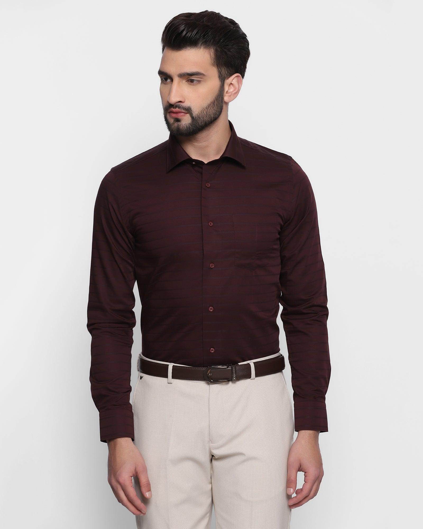 Formal Wine Striped Shirt - Seltos
