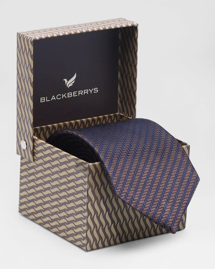 Silk Brown Stripe Tie - Rain