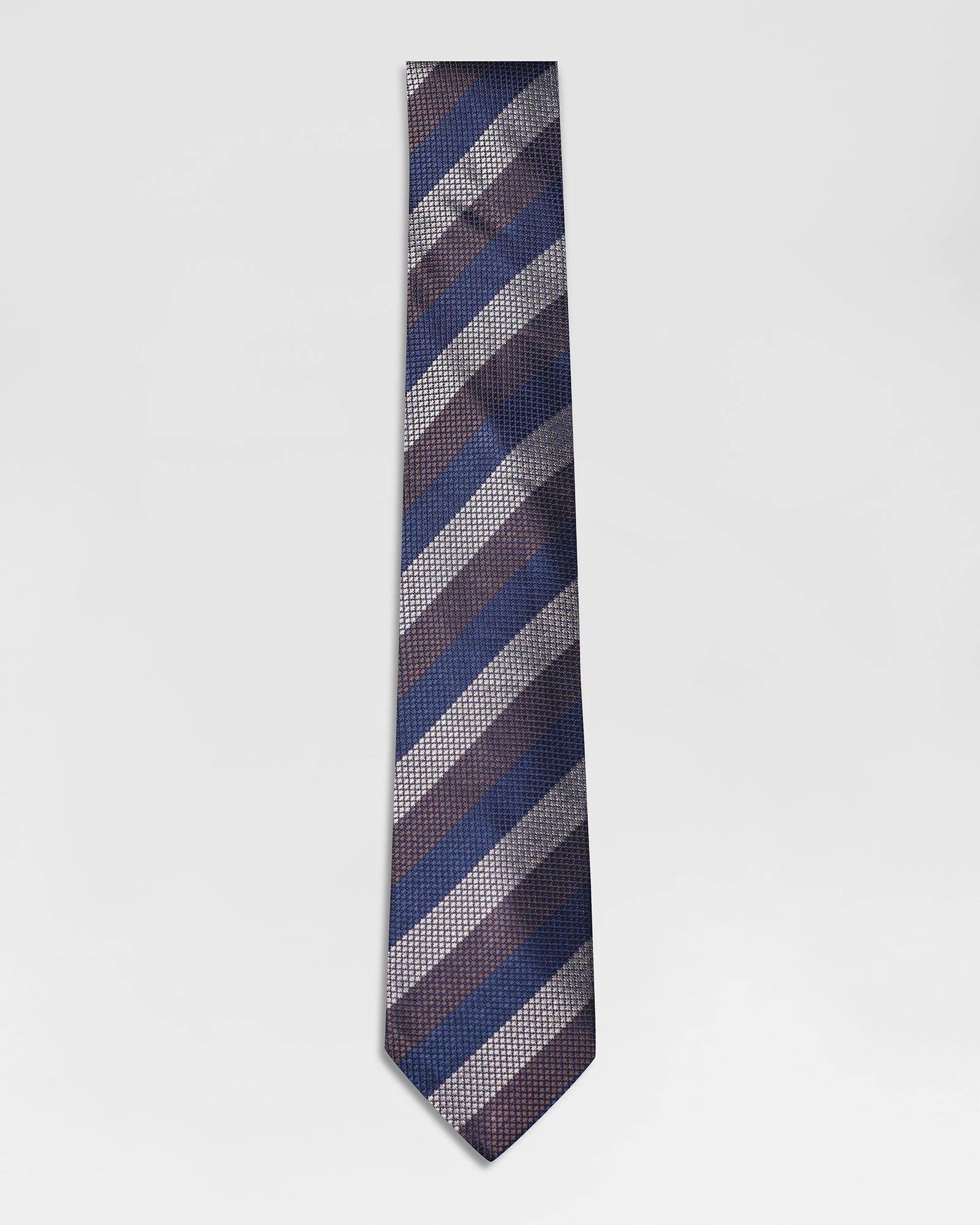 Silk Brown Stripe Tie - Ren