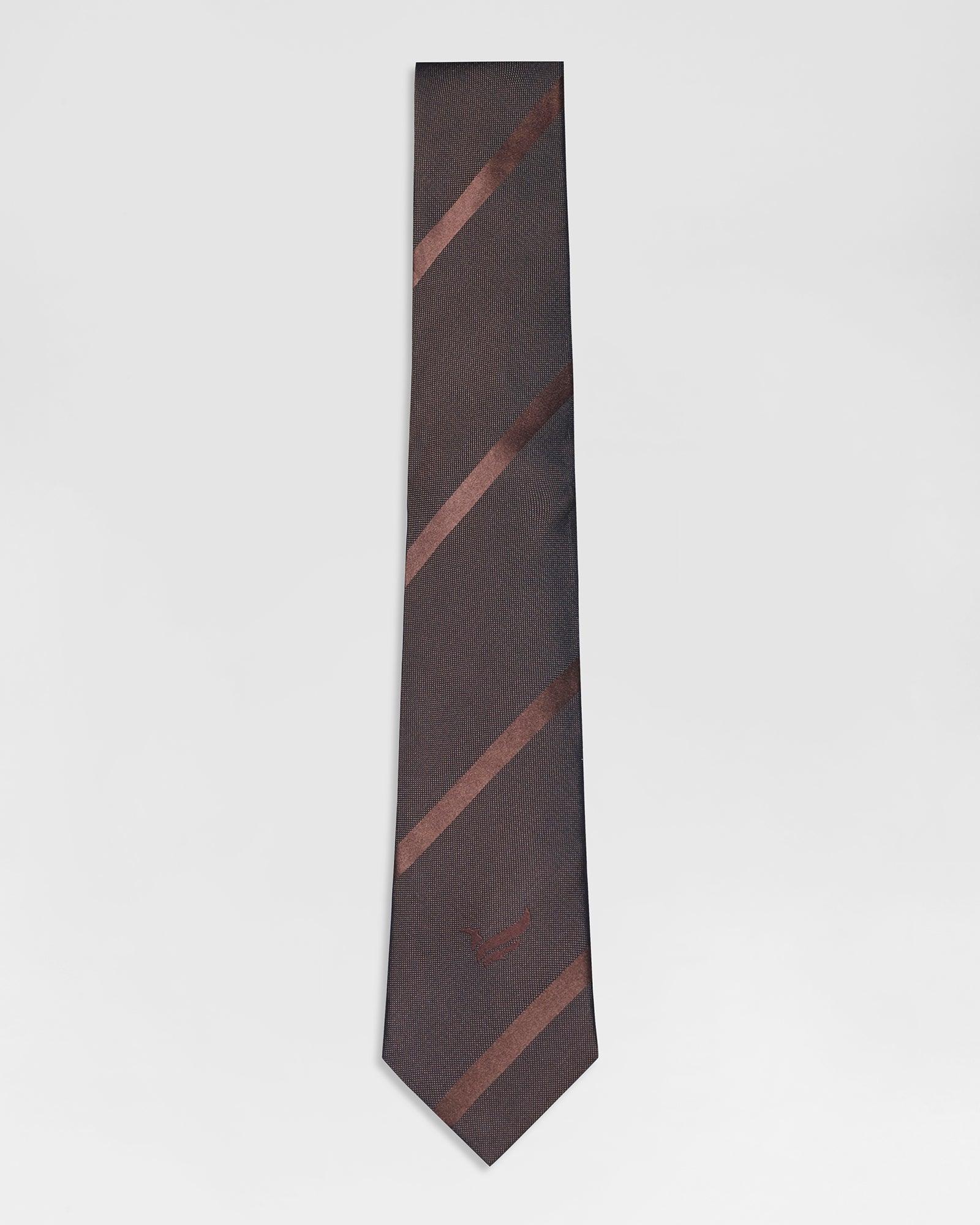 Silk Brown Stripe Tie - Rocco