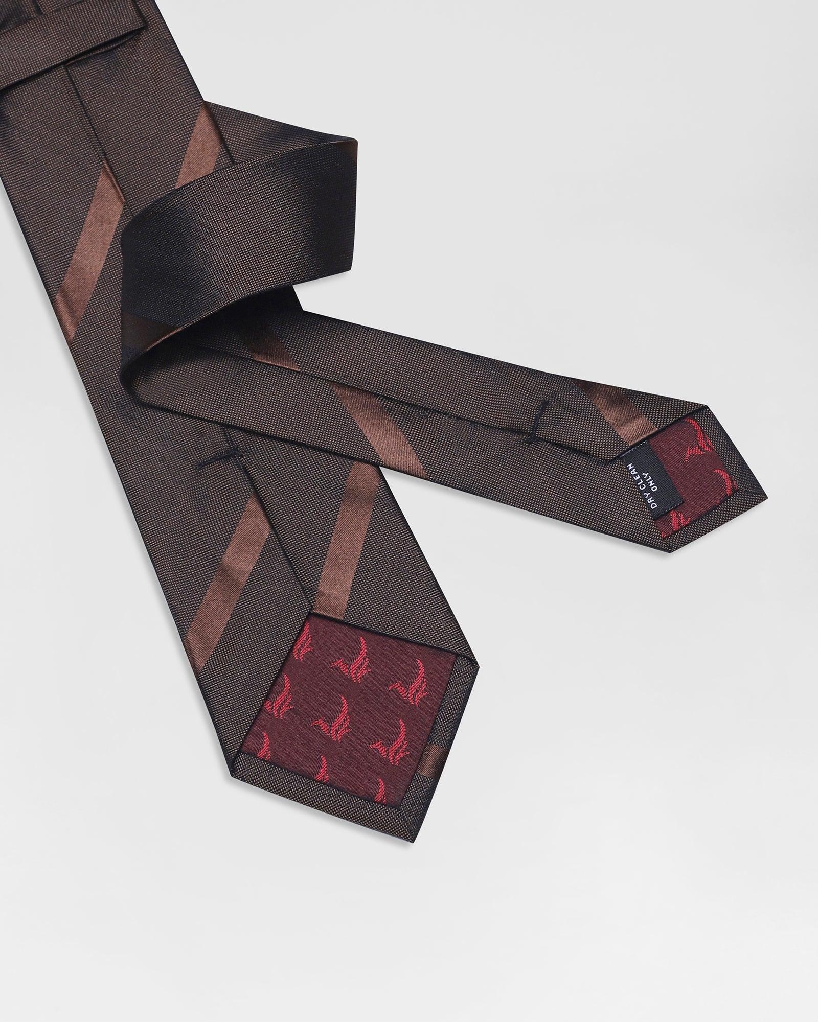 Silk Brown Stripe Tie - Rocco