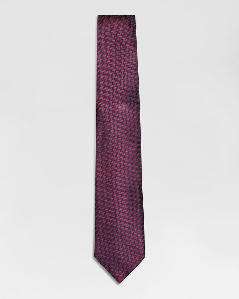 Silk Maroon Stripe Tie - Rain