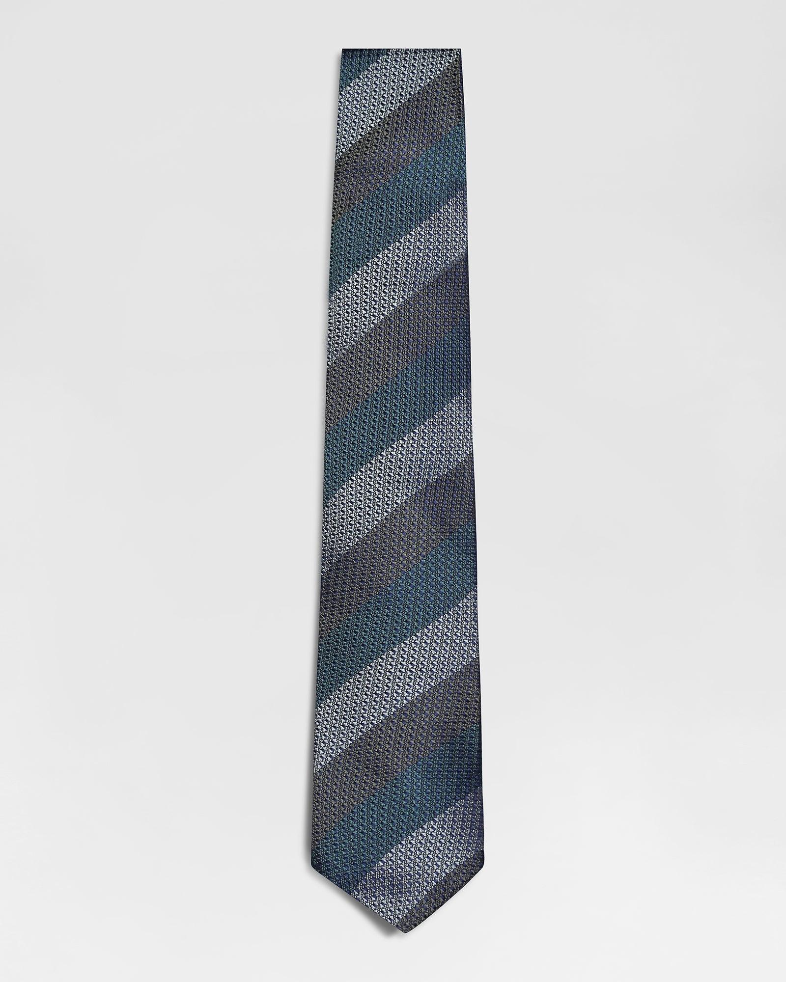 Silk Olive Stripe Tie - Renzo