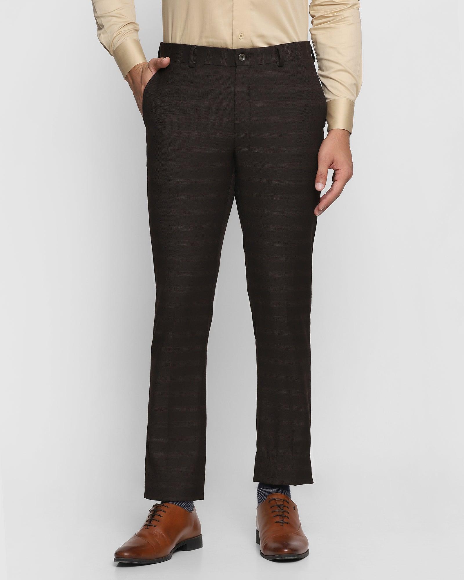 Slim Fit B-91 Formal Brown Striped Trouser - Modek