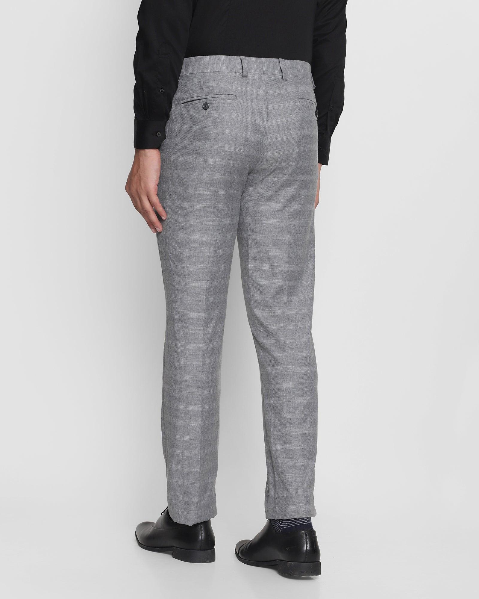 Linen Formal Wear Men Grey Slim Fit Stripe Trouser