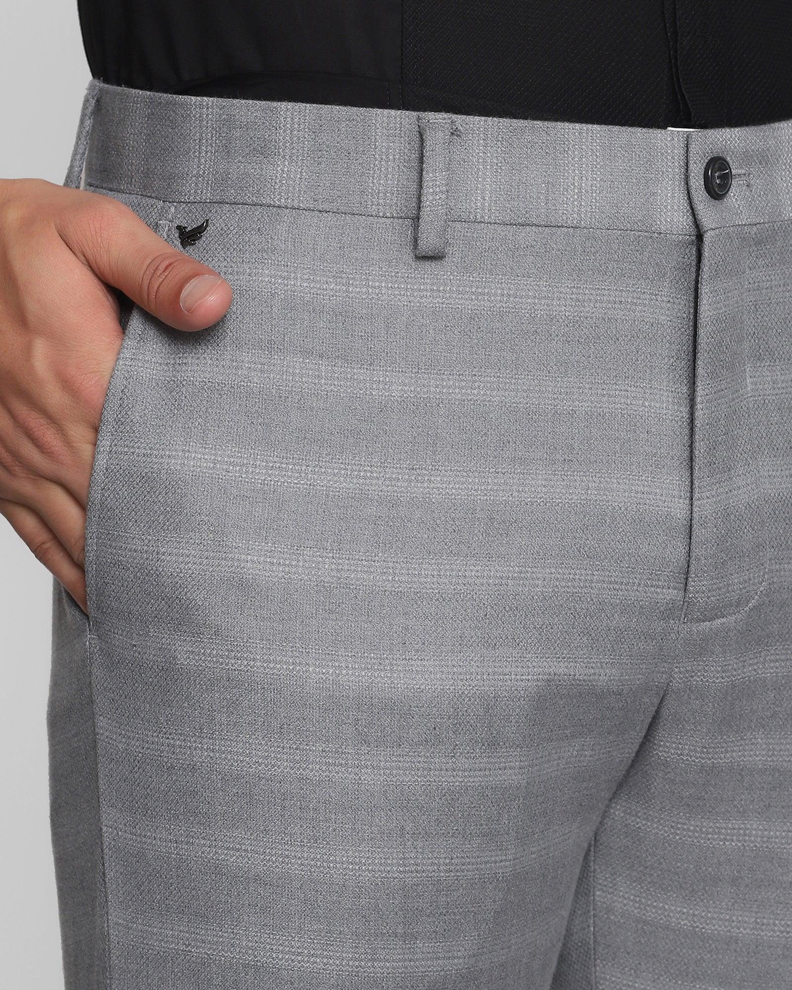 Slim Fit B-91 Formal Grey Striped Trouser - Modek