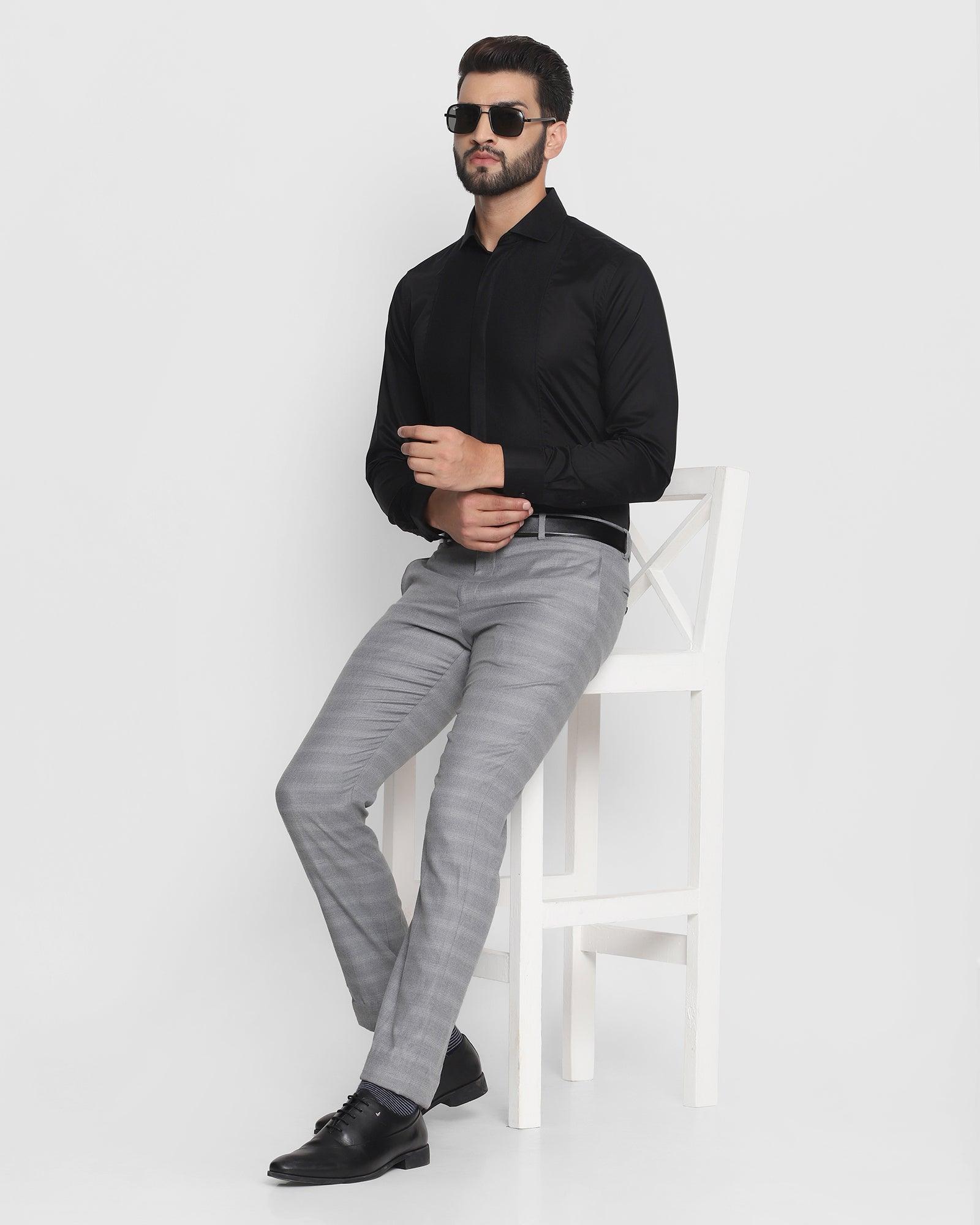 Slim Fit B-91 Formal Grey Striped Trouser - Modek