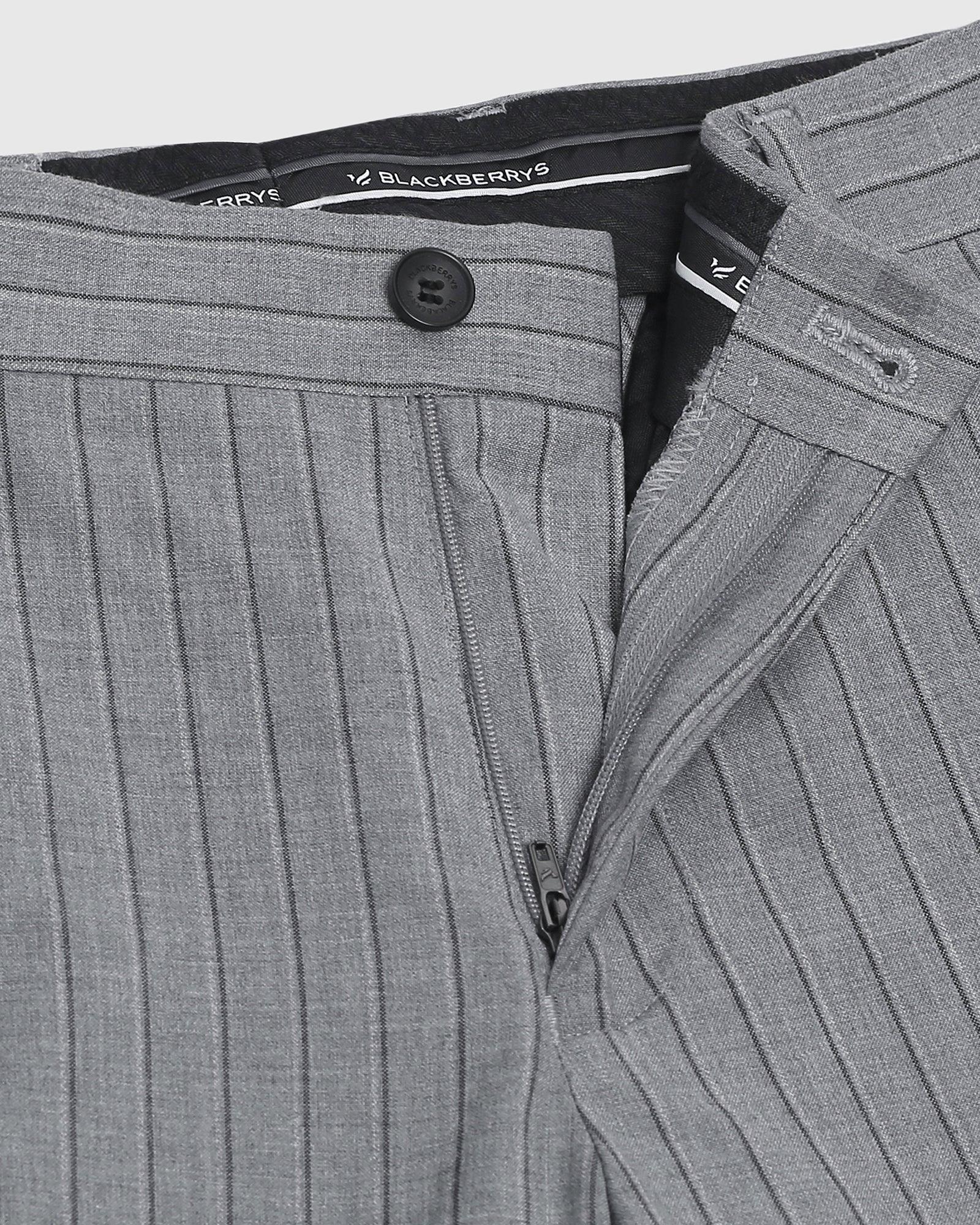 Slim Fit B-91 Formal Grey Striped Trouser - Tim