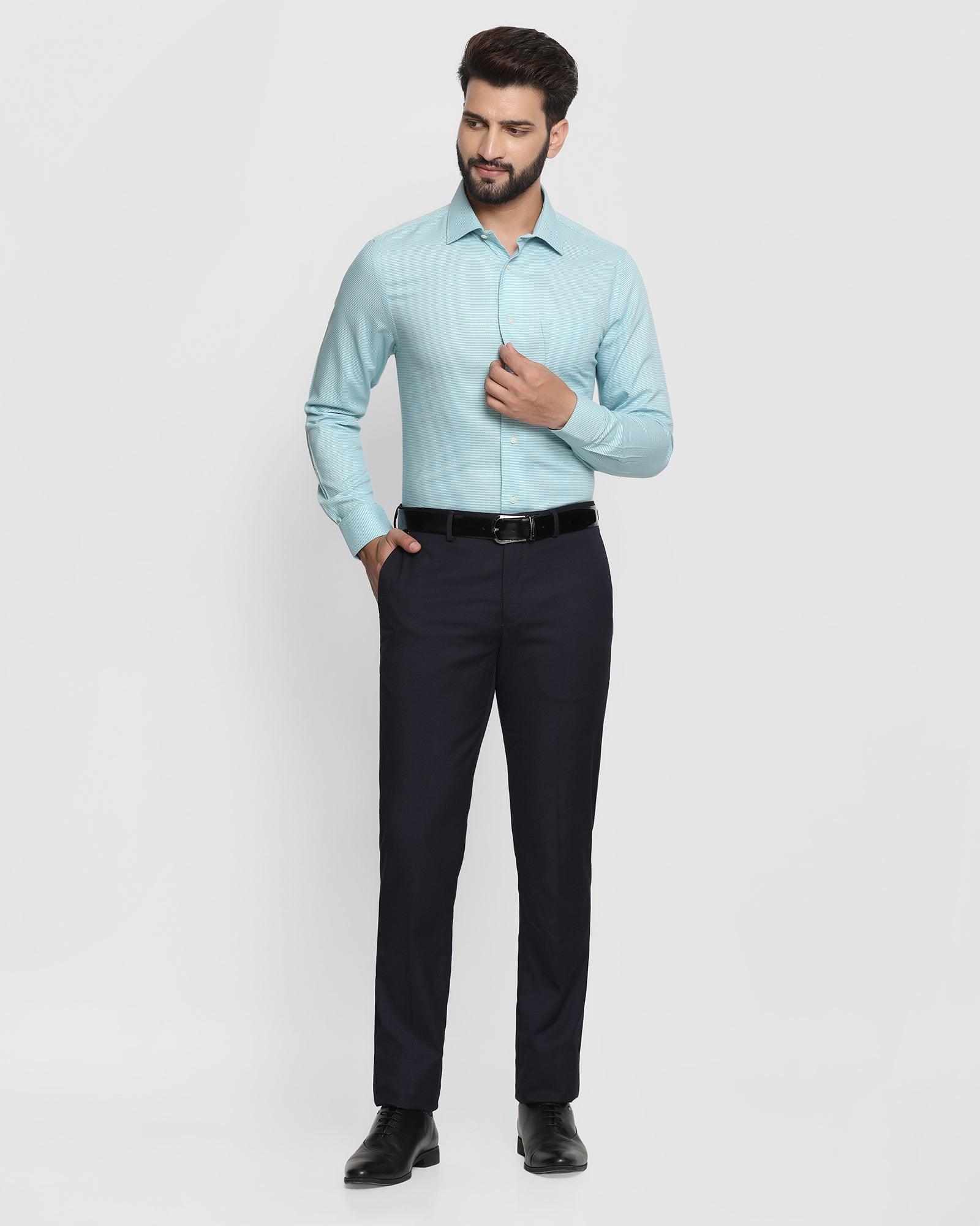 Stripe Formal Trousers In Navy B-95 (Drew) - Blackberrys