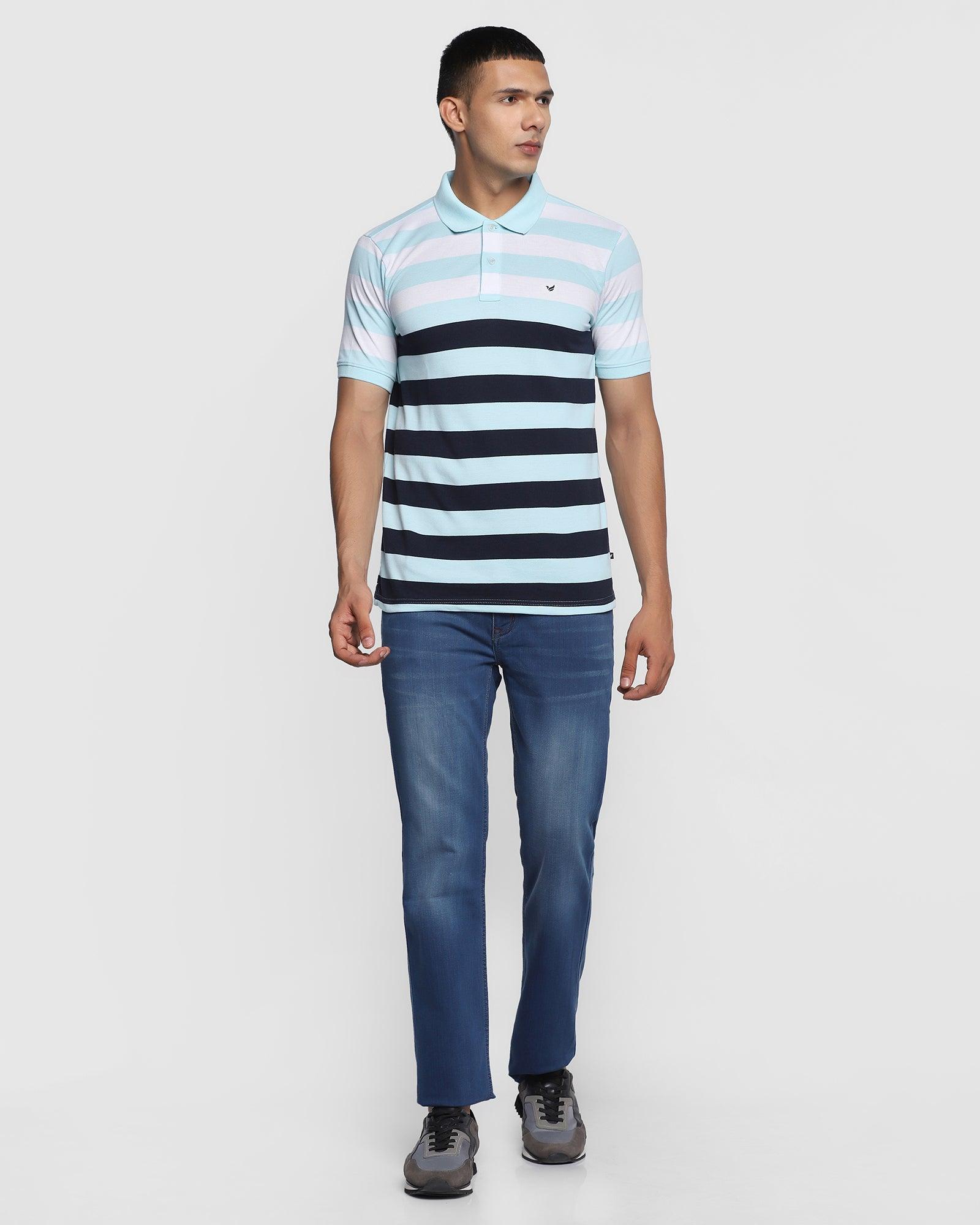 Polo Aqua Striped T Shirt - Plano