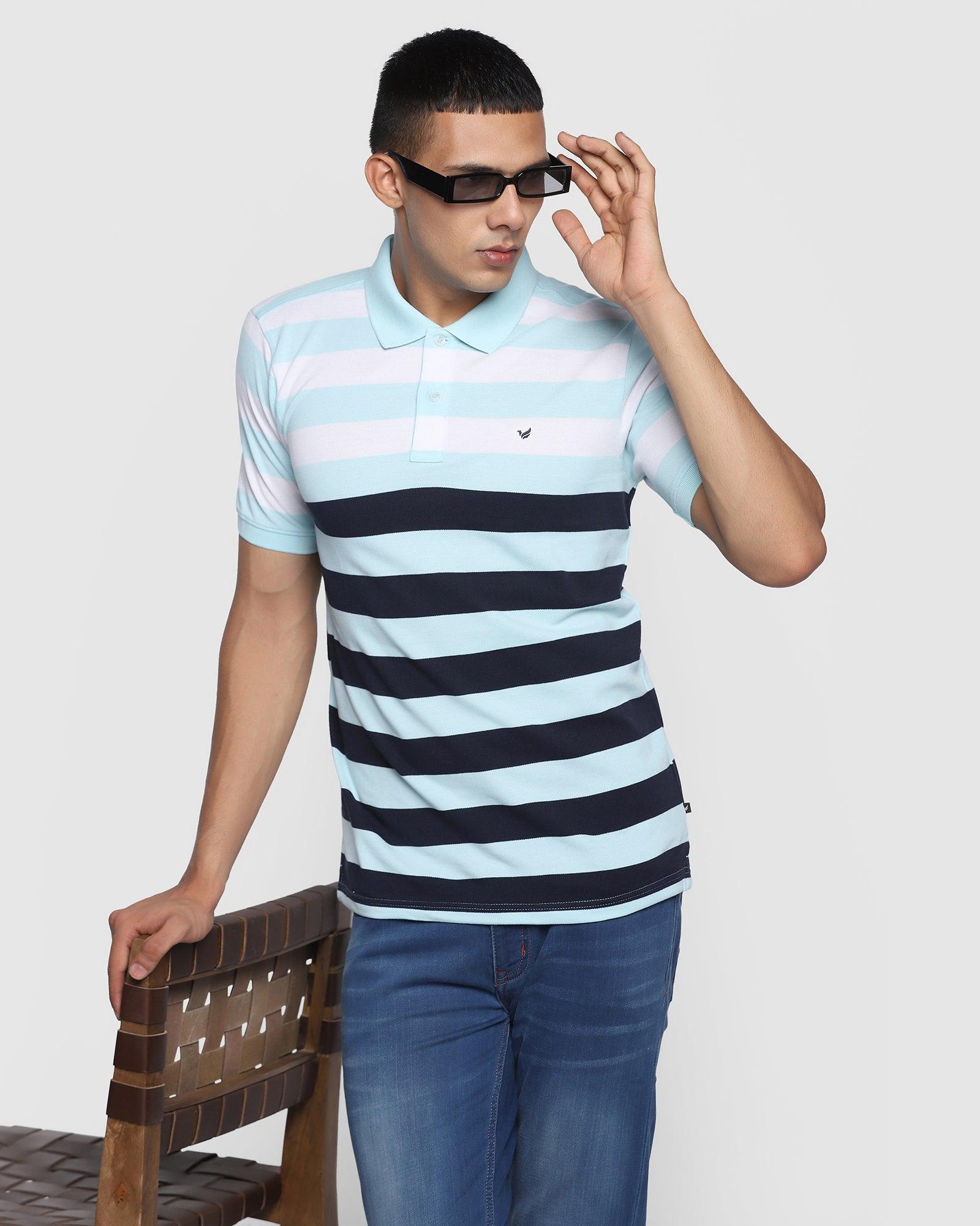 Polo Aqua Striped T Shirt - Plano